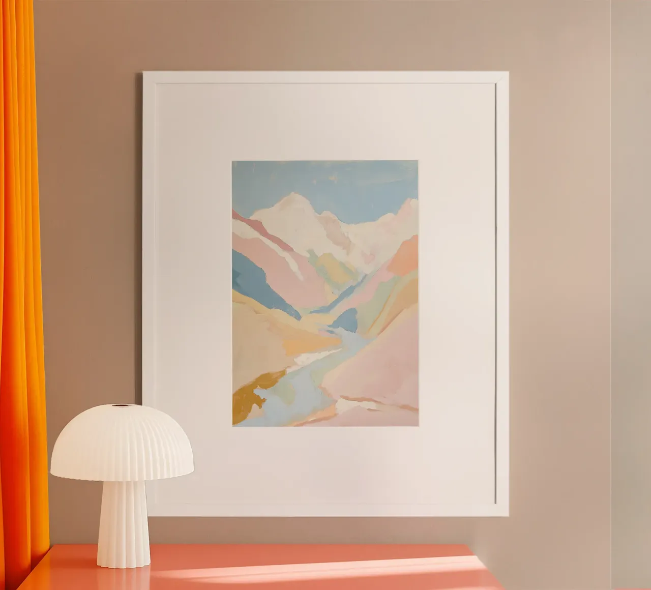 Montagne Pastello astratto Fauvismo Natura poster con telaio in legno da Euphoria Theresa