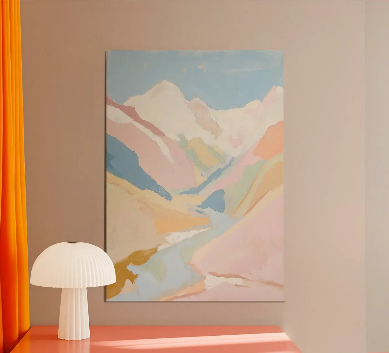 Montagne Pastello astratto Fauvismo Natura poster con telaio in legno da Euphoria Theresa