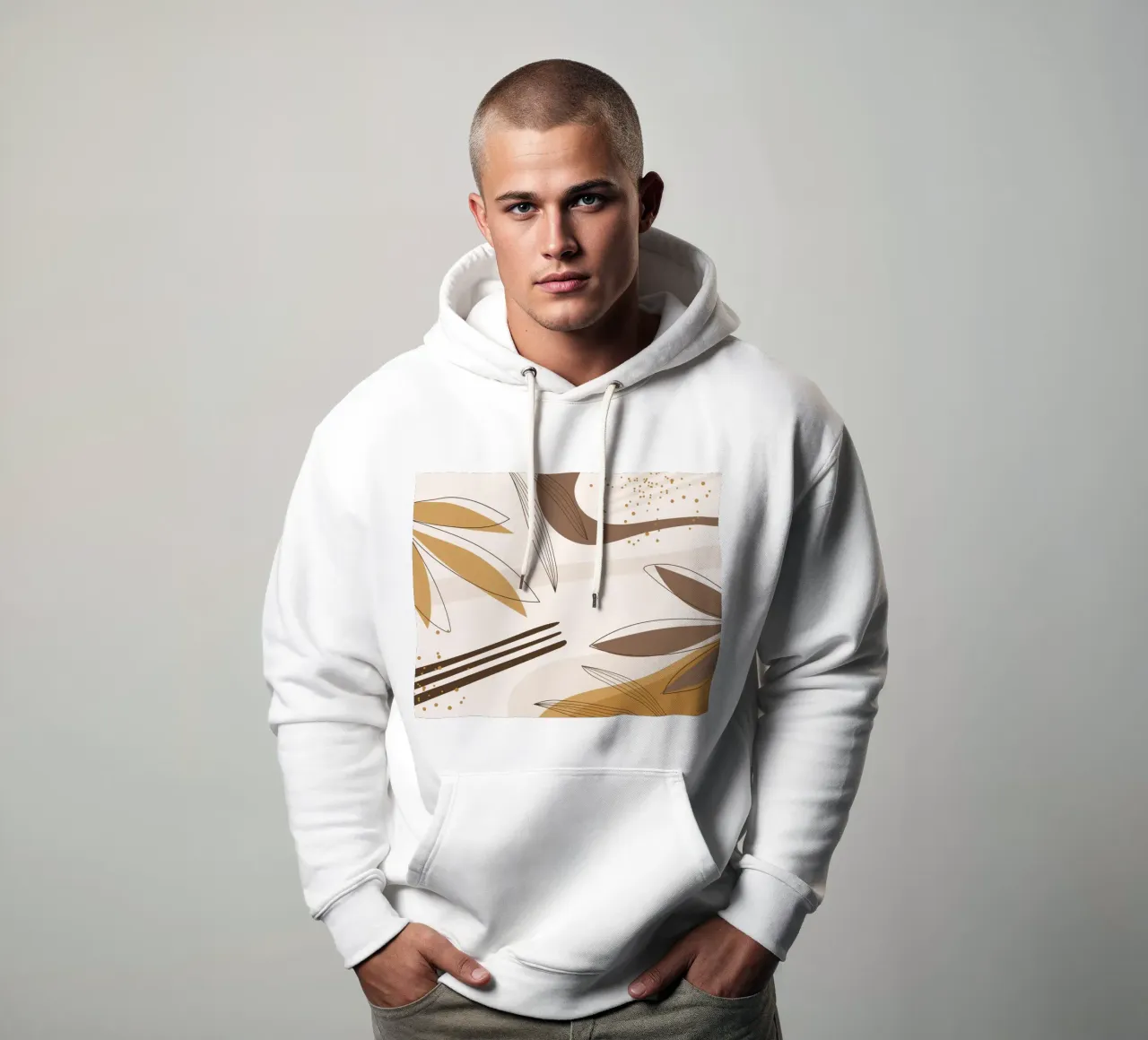 Boho Line Art Natura Beige Marrone felpa con cappuccio da Whole©