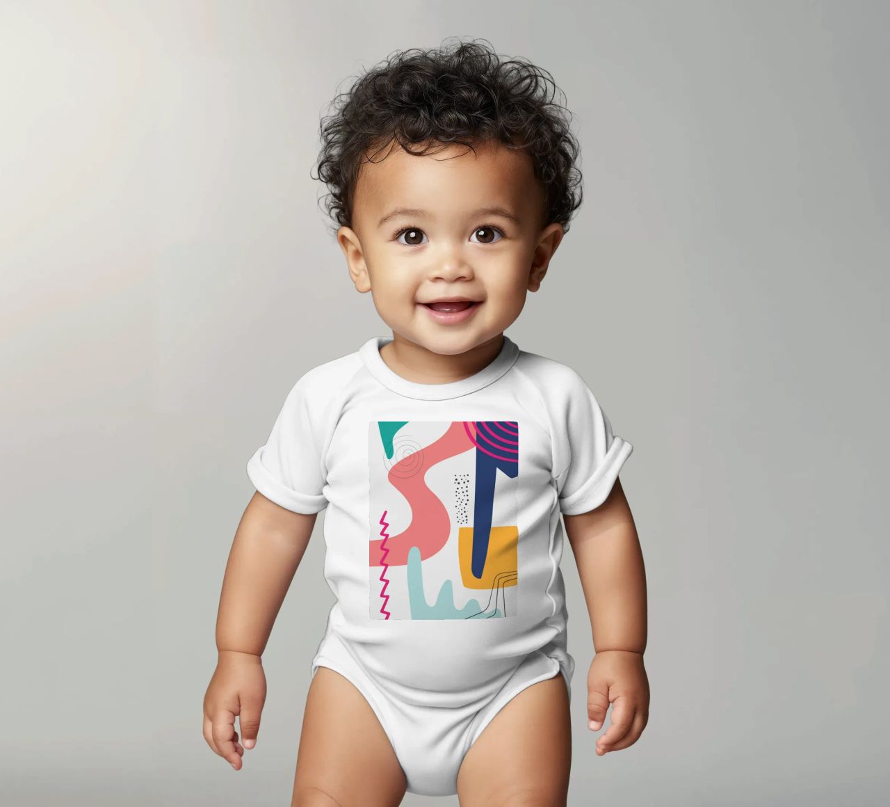 Abstract Modern Colourful Pop Art short-sleeve baby romper by Whole©