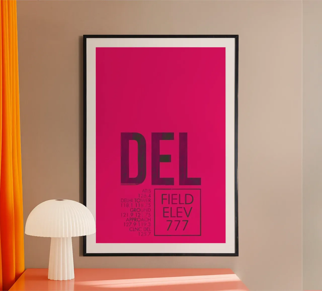 DEL Delhi poster met houten frame van 08left
