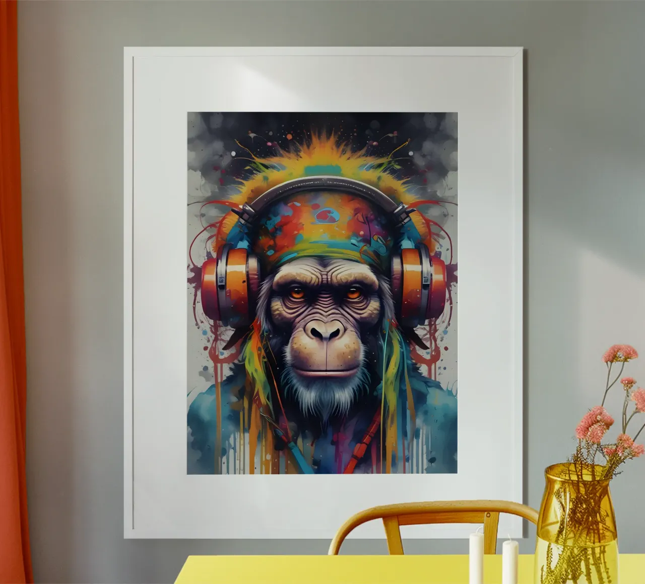 Schimpanse mit Kopfhörer Poster von MakArena