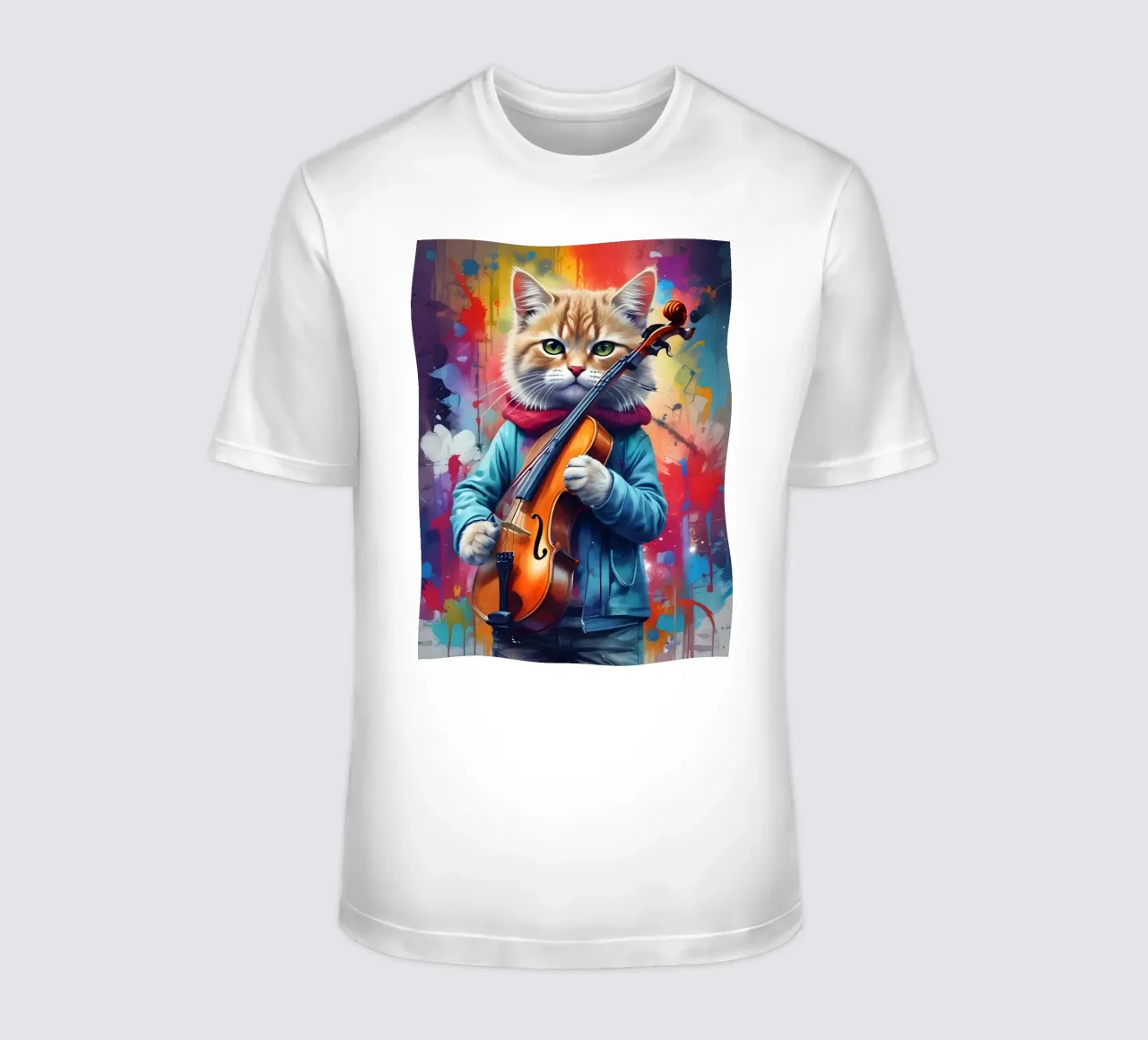 Cat and violin t-shirt by MakArena