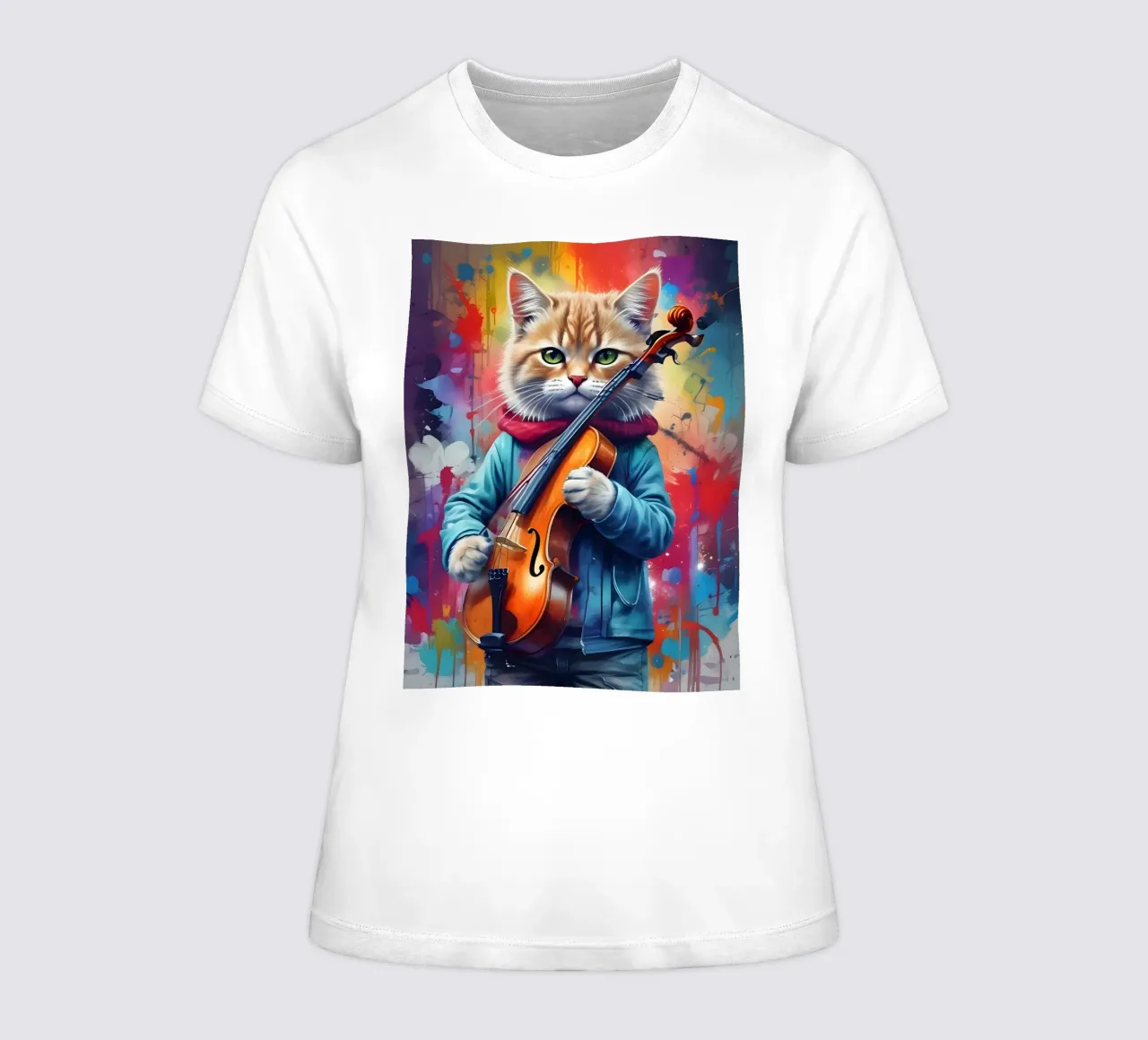 Kat en viool dames t-shirt getailleerd van MakArena