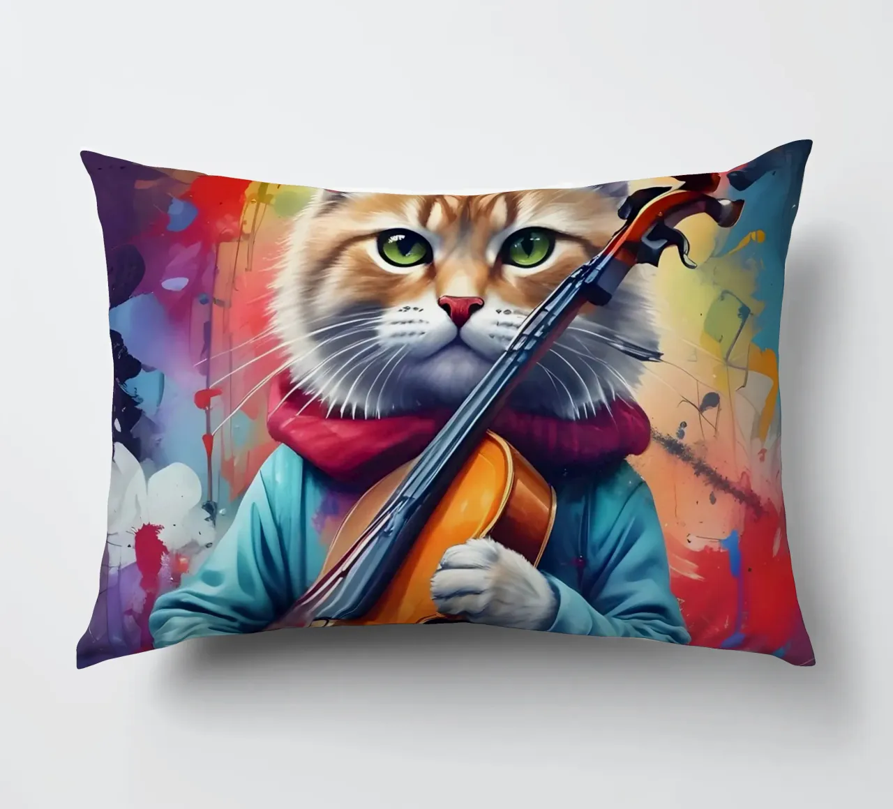 Cat and violin decorative cushion by MakArena