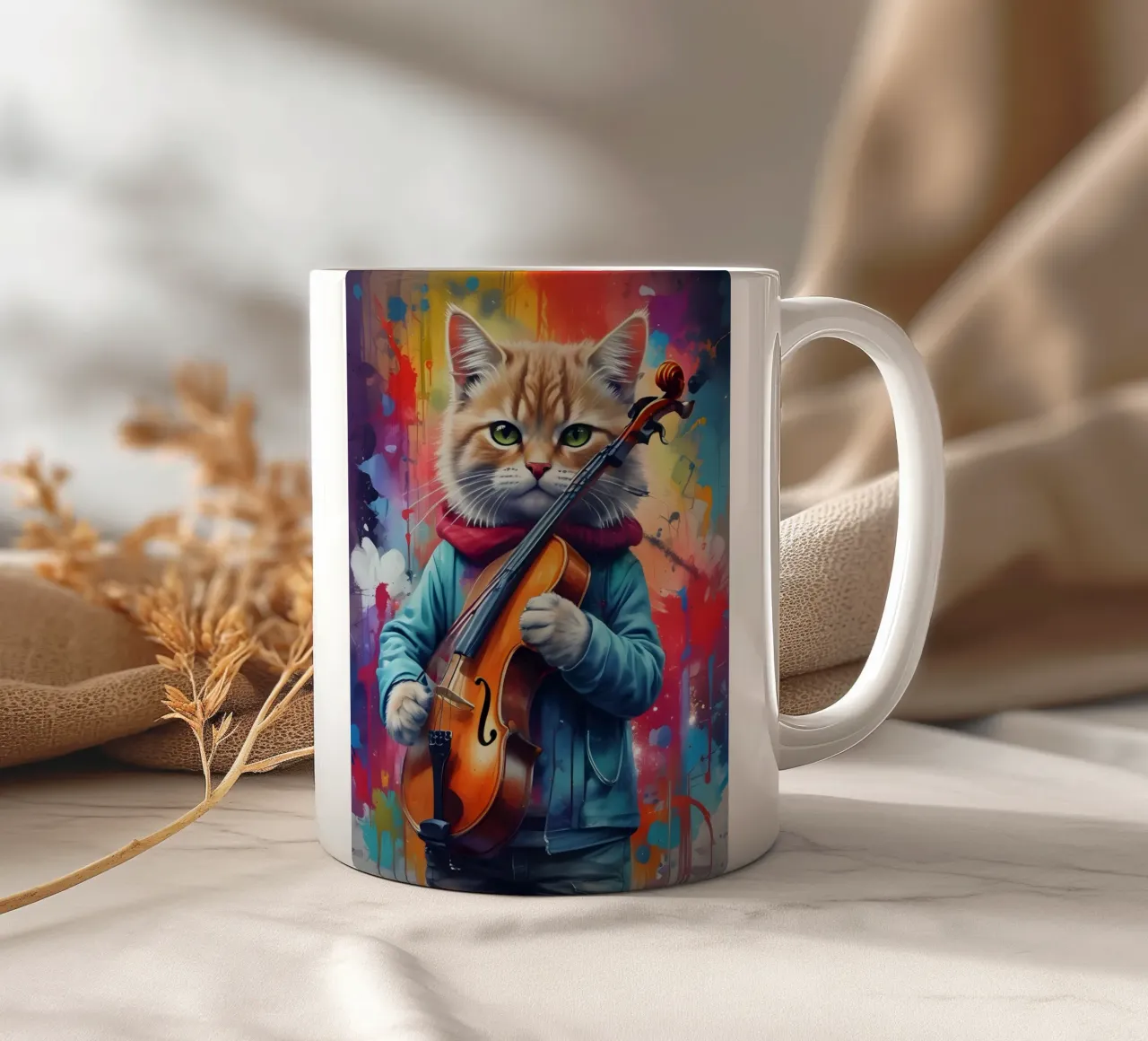 Gatto e violino tazza in ceramica da MakArena