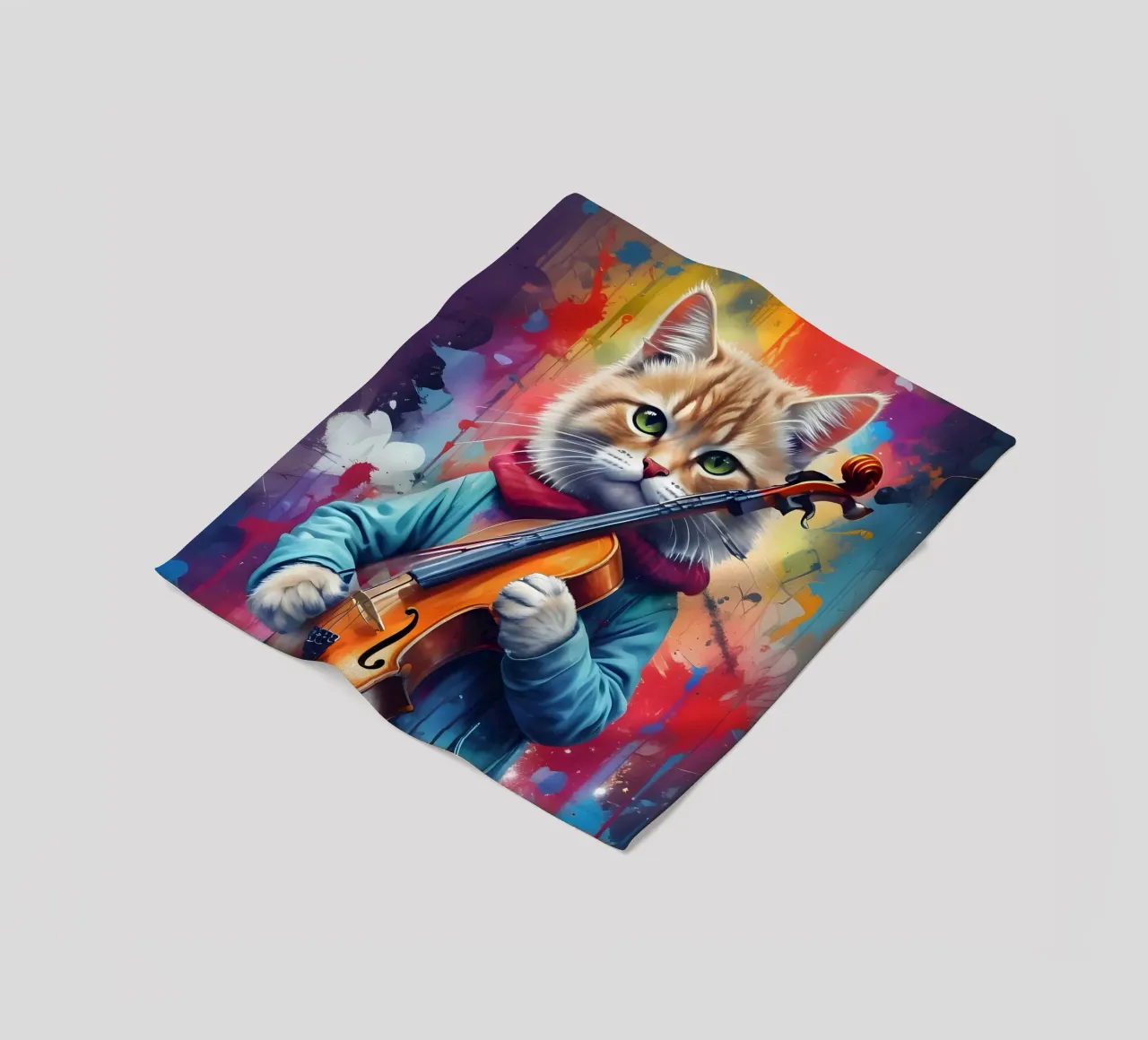 Cat and violin fleece blanket by MakArena