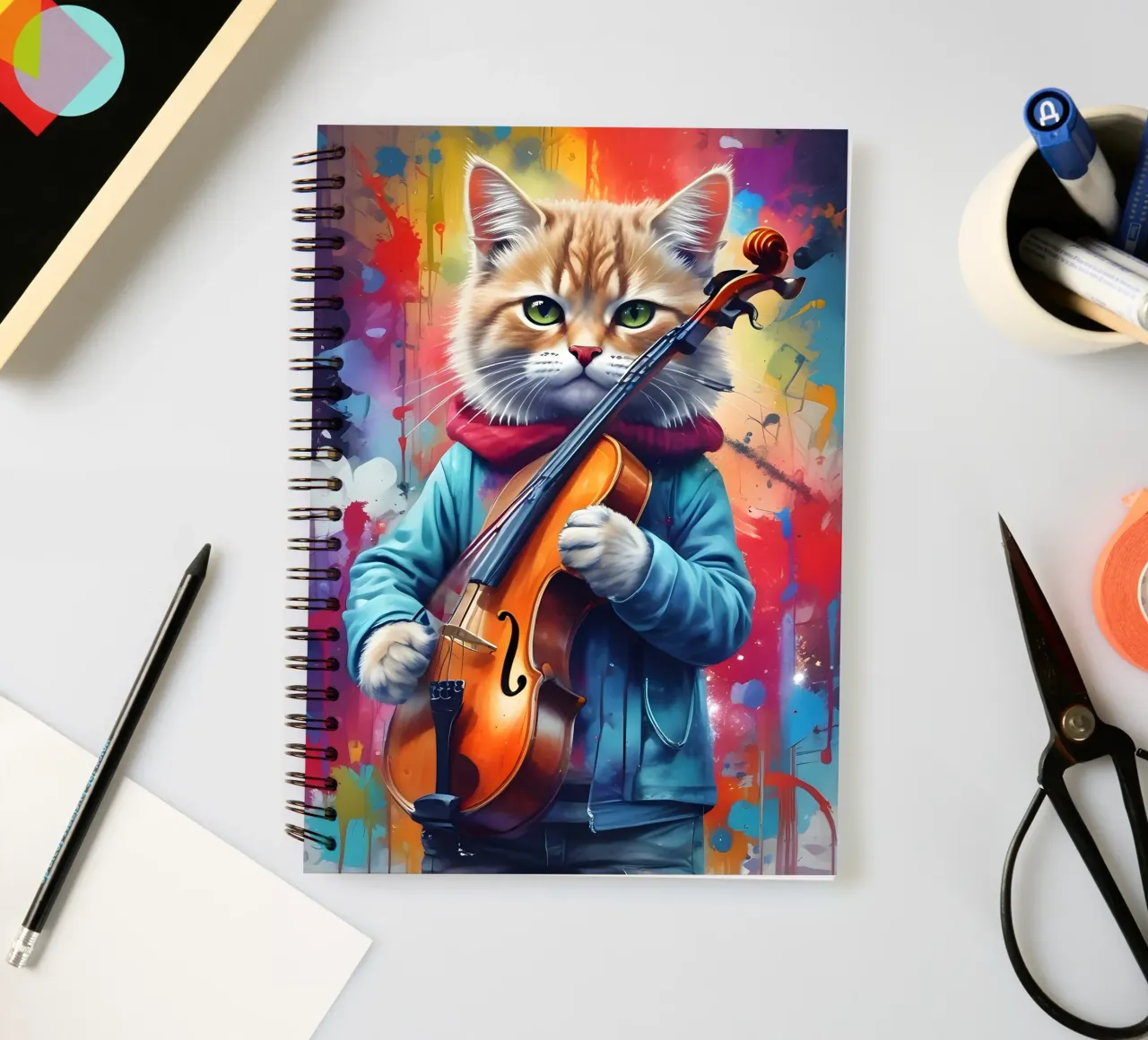 Cat and violin spiral notebook by MakArena