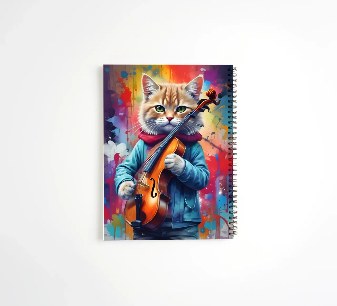Cat and violin spiral notebook by MakArena