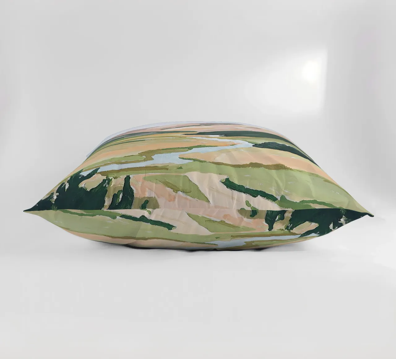 Landscape Green Pastel Fauvism Mountains Nature decorative cushion by Euphoria Theresa