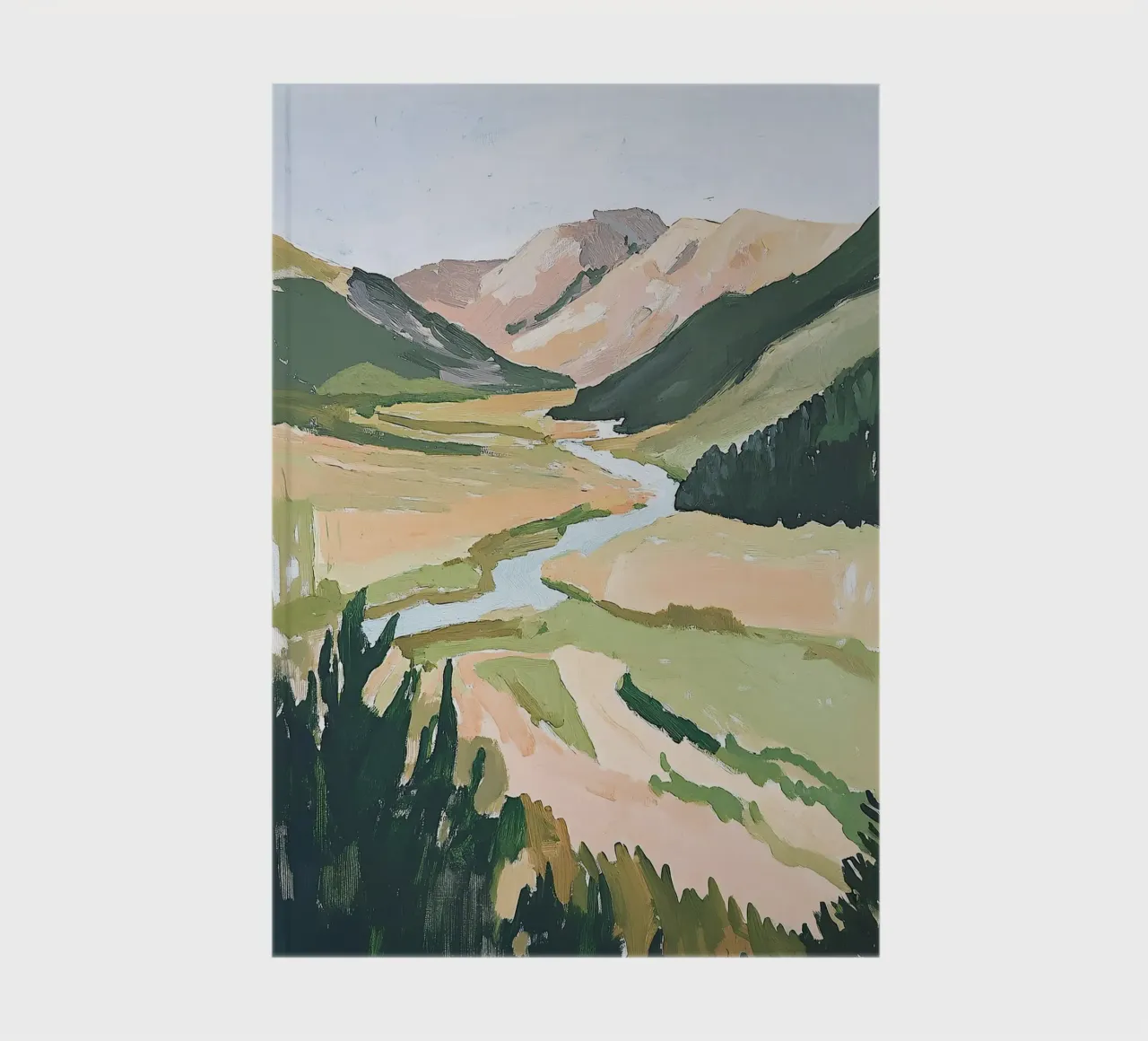 Landscape Green Pastel Fauvism Mountains Nature notebook by Euphoria Theresa