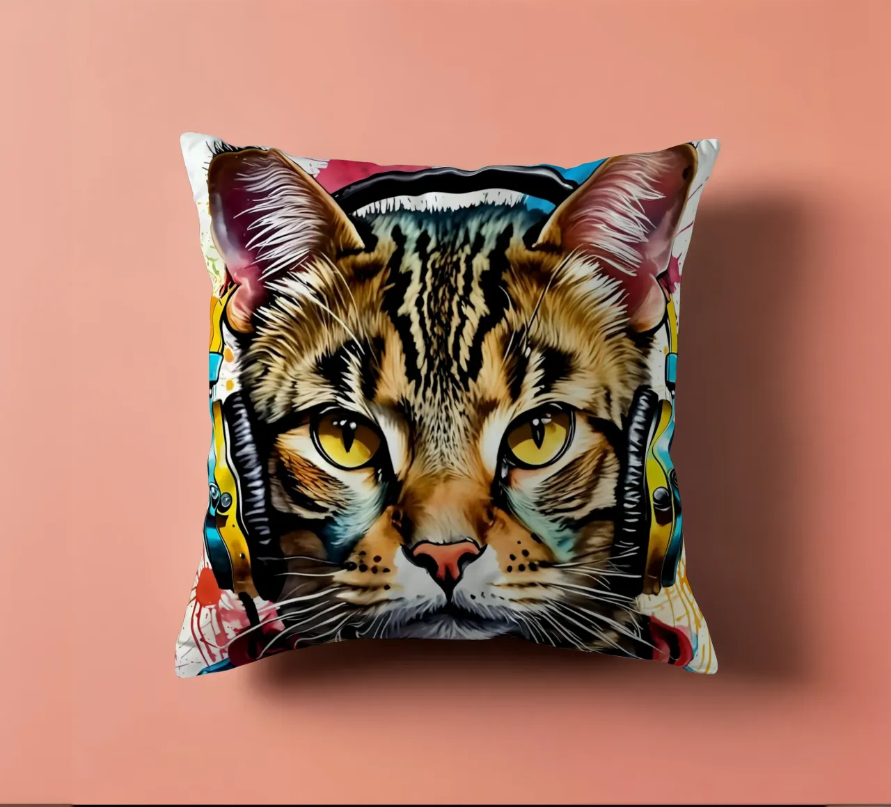 Gatto in cuffia cuscino da MakArena