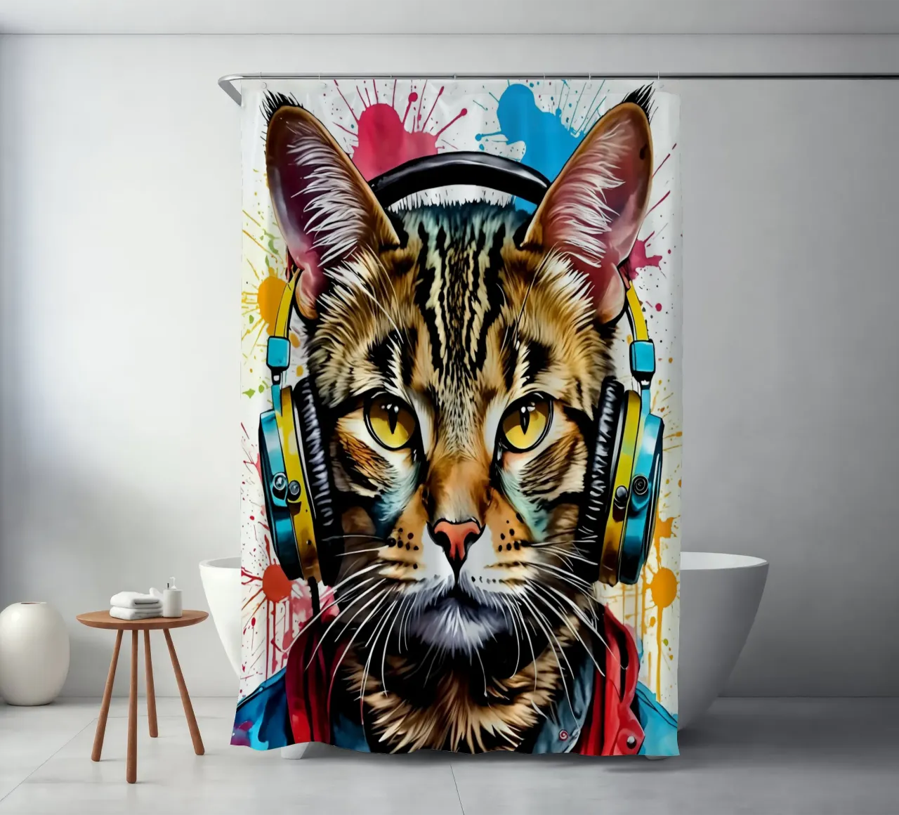 Gatto in cuffia tenda da doccia da MakArena