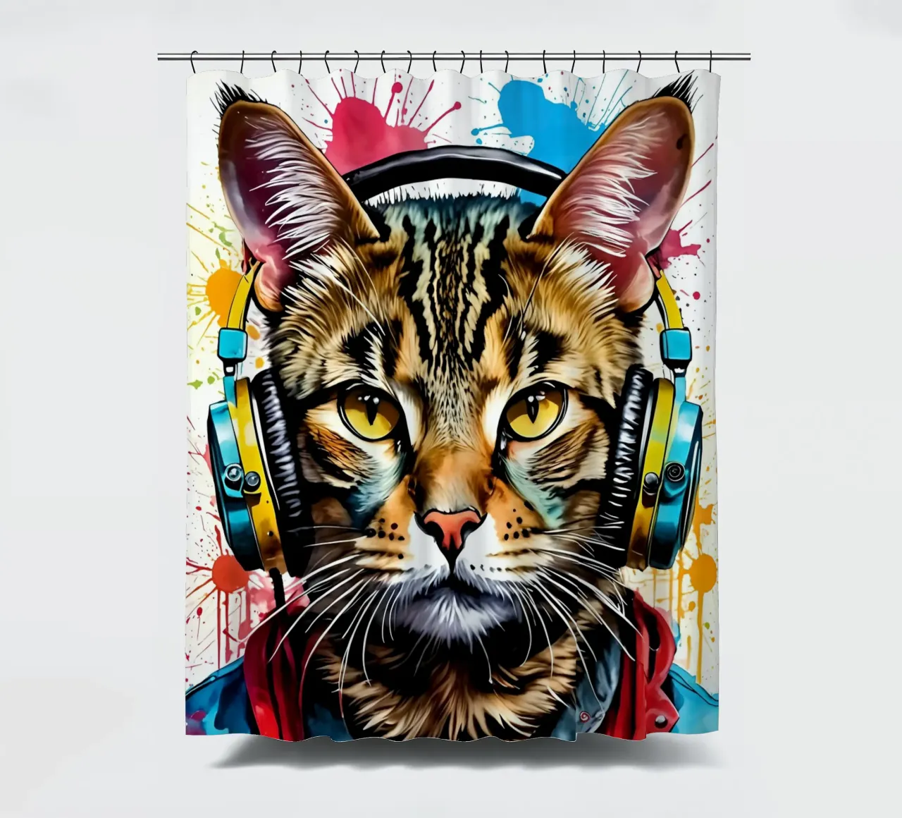 Gatto in cuffia tenda da doccia da MakArena