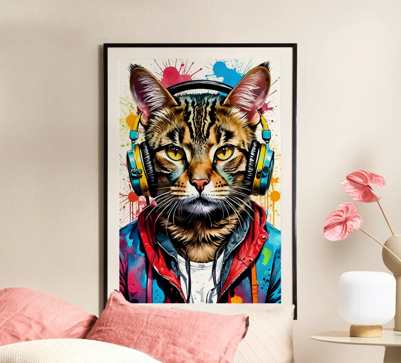 Gatto in cuffia carta hahnemühle da MakArena
