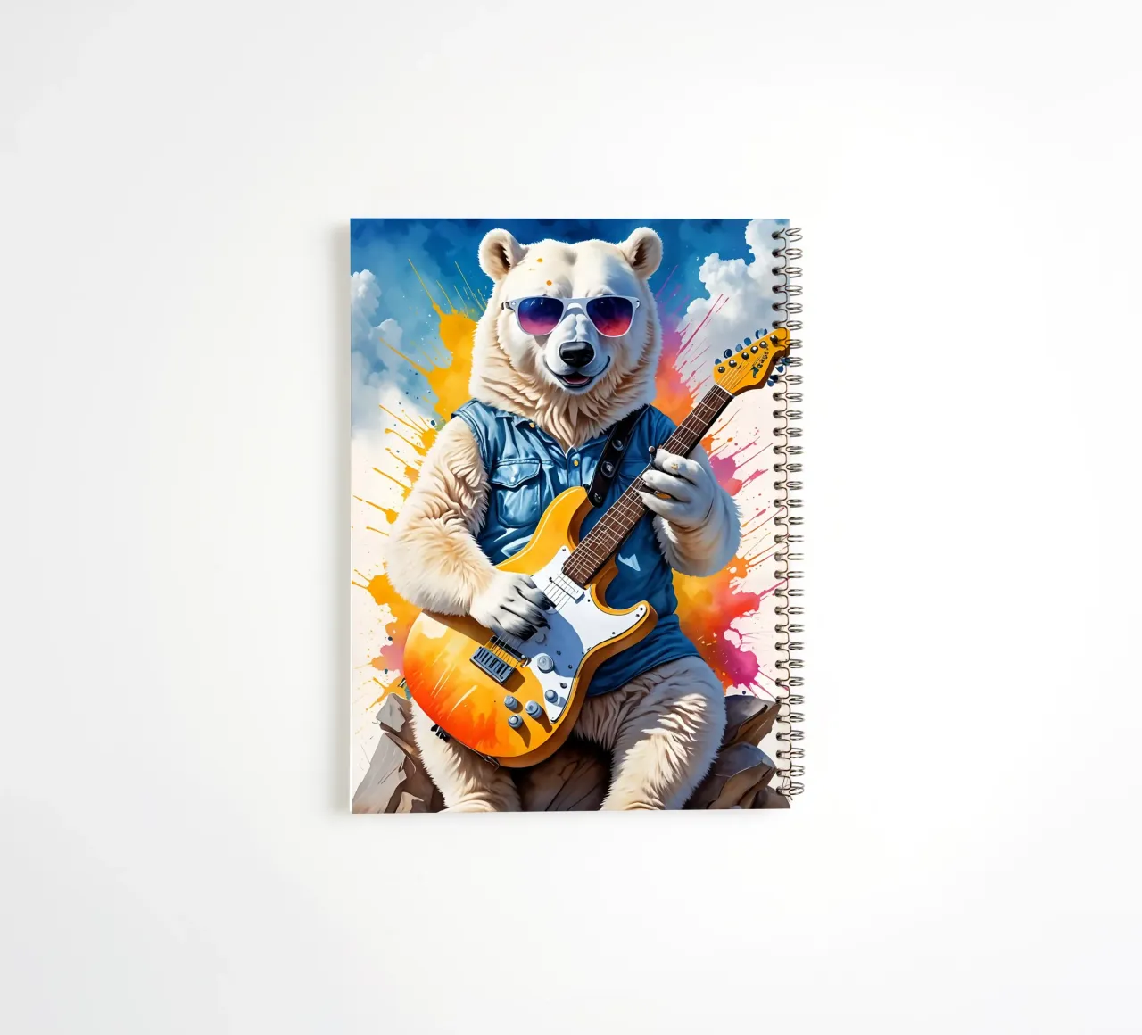 Bear play guitar spiral notebook by MakArena