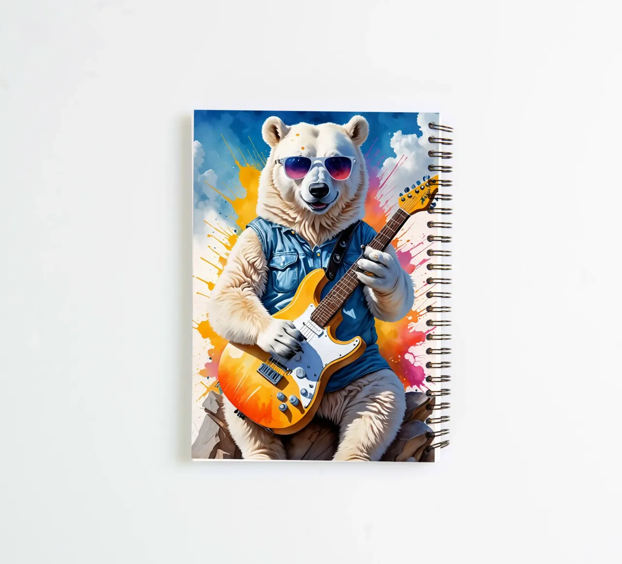 Bear play guitar spiral notebook by MakArena