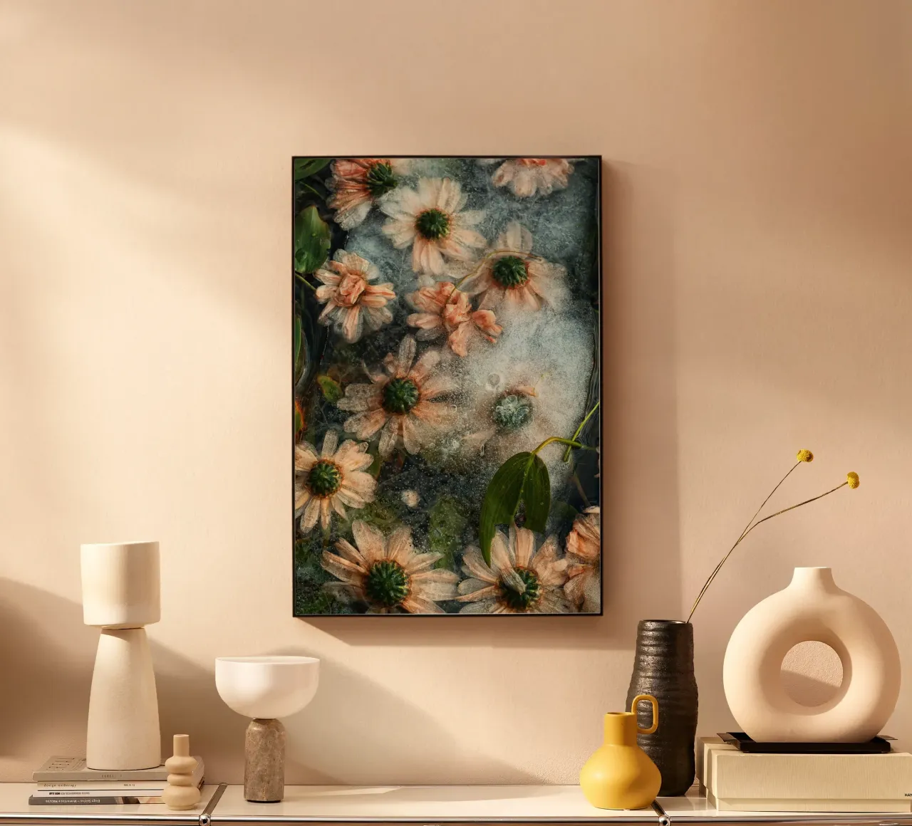 Frozen Romance – Flowers Captured in Ice alluminio dibond da Curious Collections by Marielle Leenders