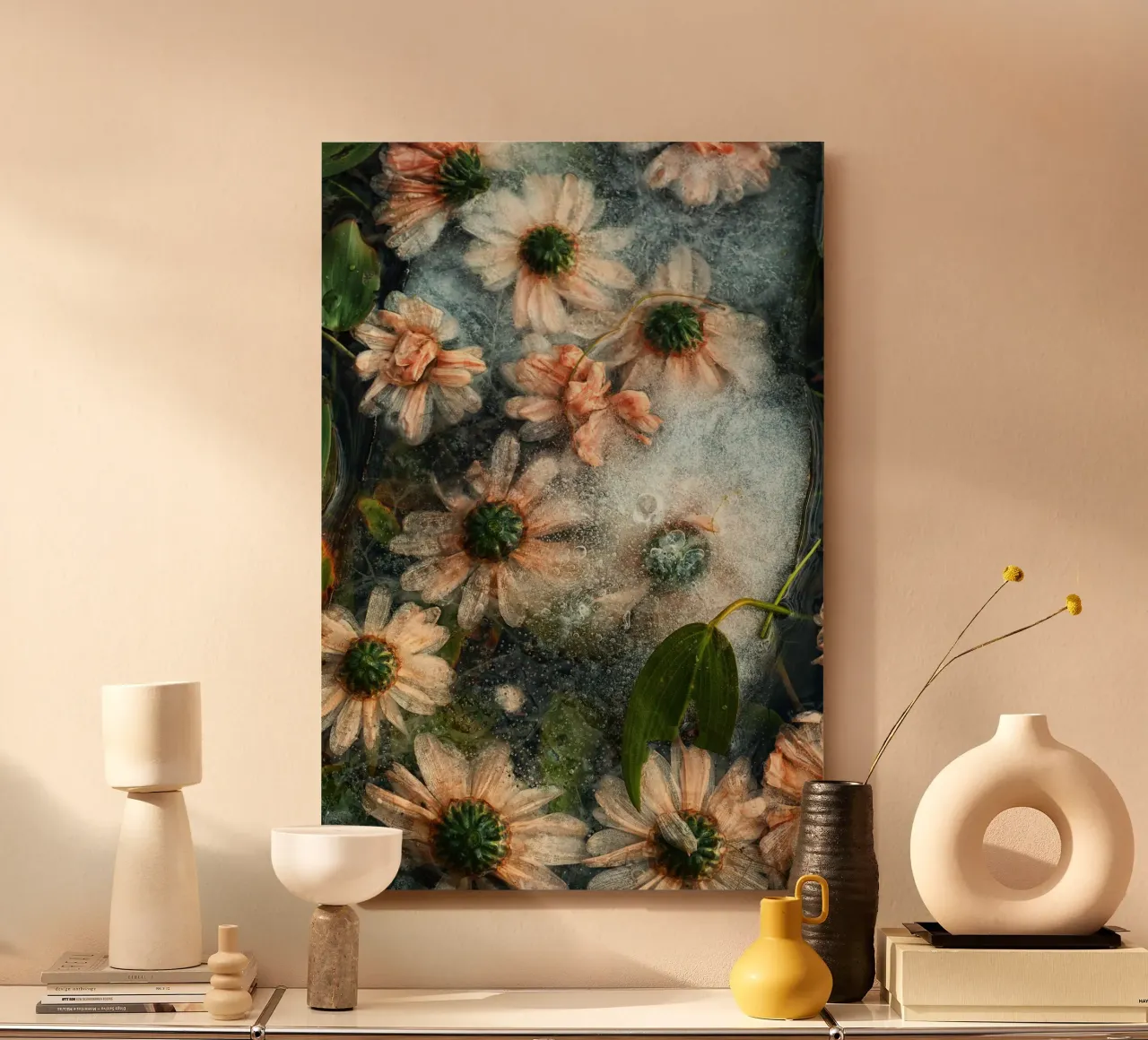 Frozen Romance – Flowers Captured in Ice alluminio dibond da Curious Collections by Marielle Leenders