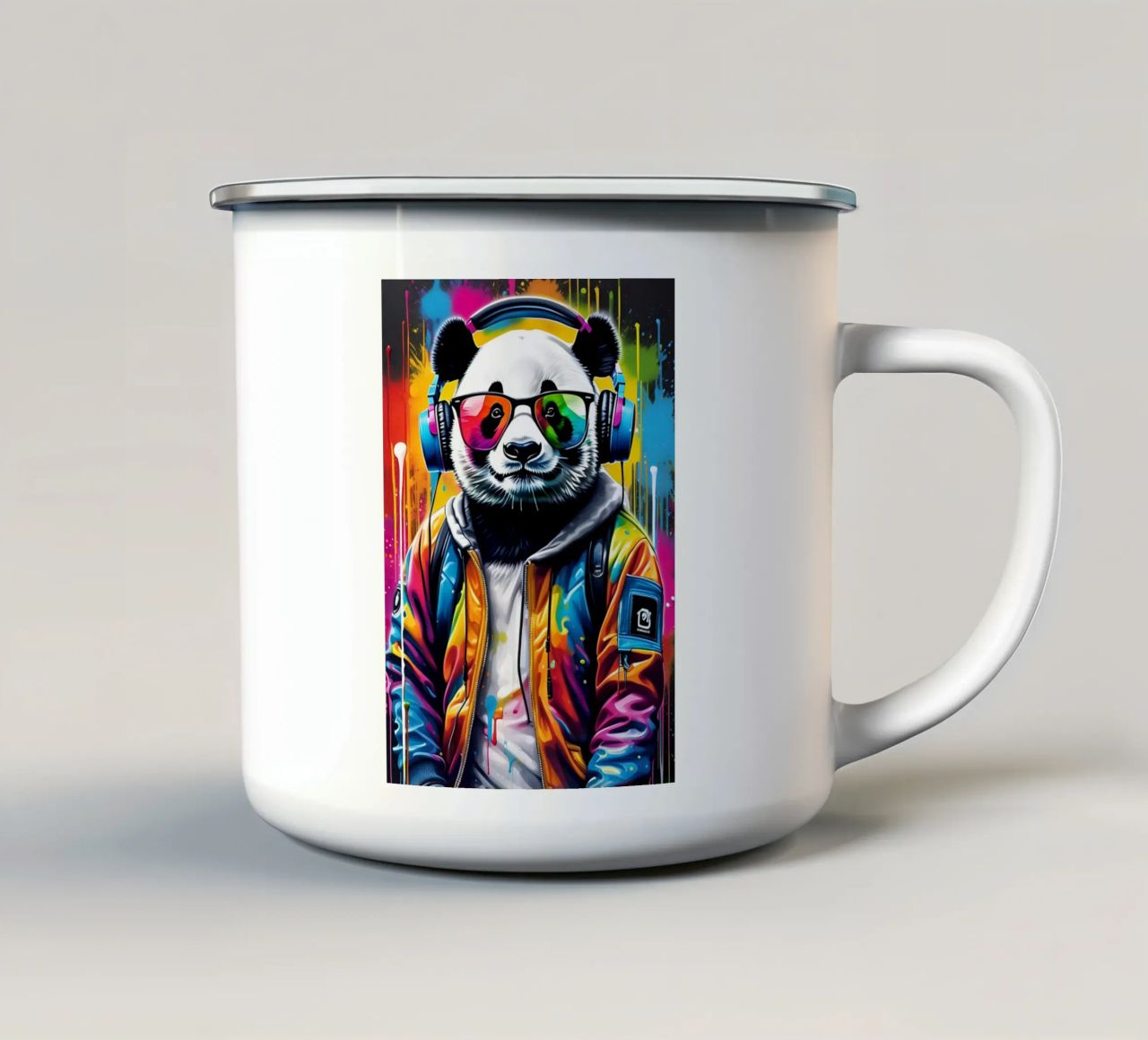 Il panda ascolta musica e graffiti tazza in smalto da MakArena