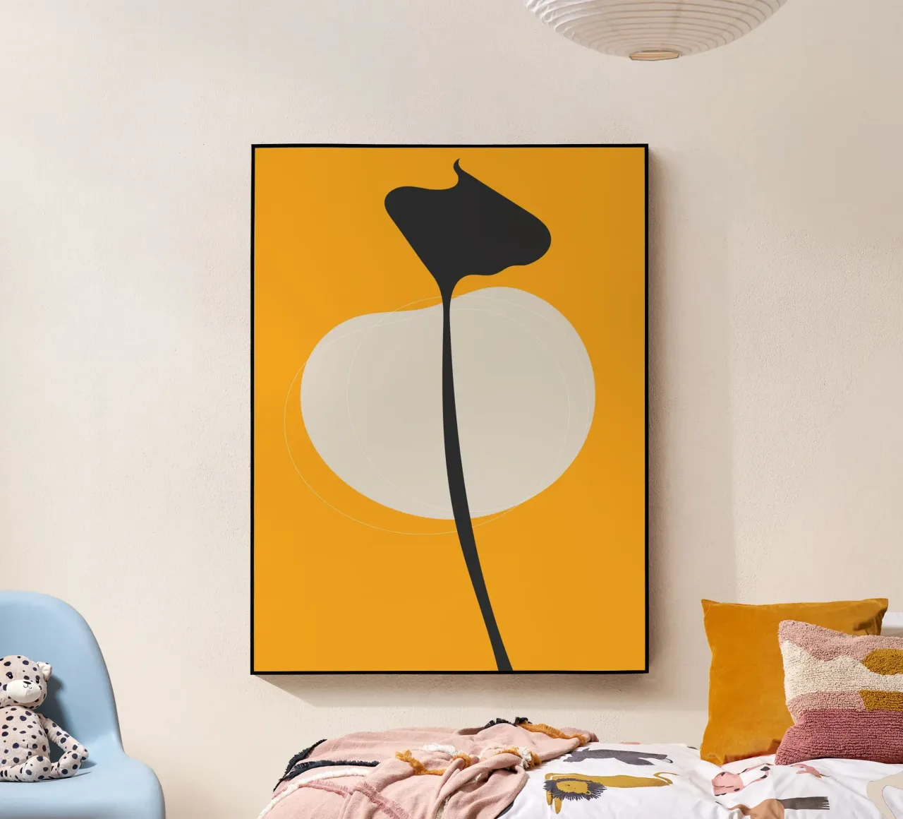 Fleur minimaliste Moderne Jaune Noir plexiglas de Whole©