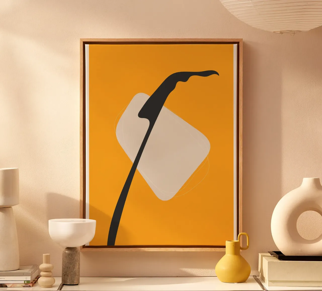 Design moderno e minimalista giallo nero tela con Cornice a cassetta da Whole©