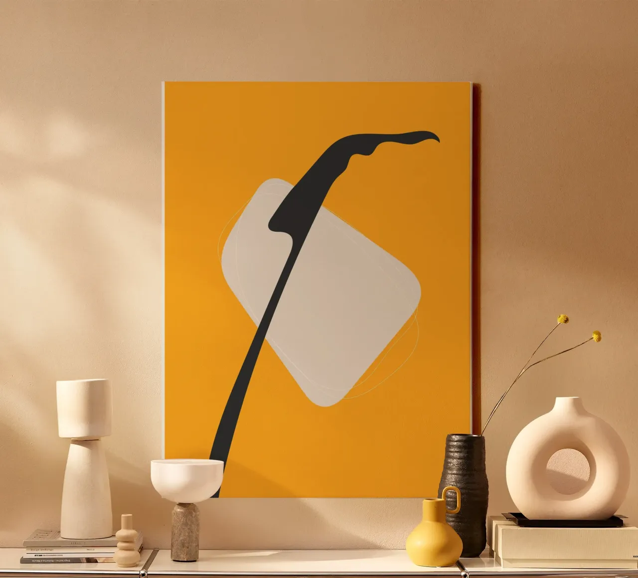 Design moderno e minimalista giallo nero tela con Cornice a cassetta da Whole©