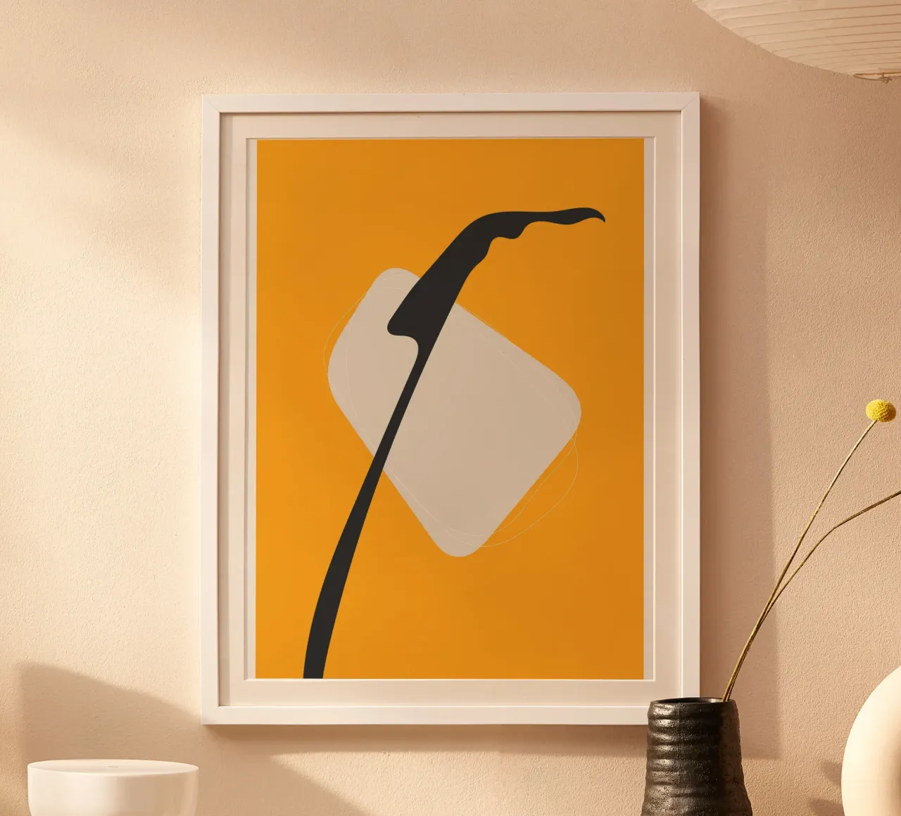 Design minimaliste moderne Jaune Noir poster avec cadre en aluminium de Whole©