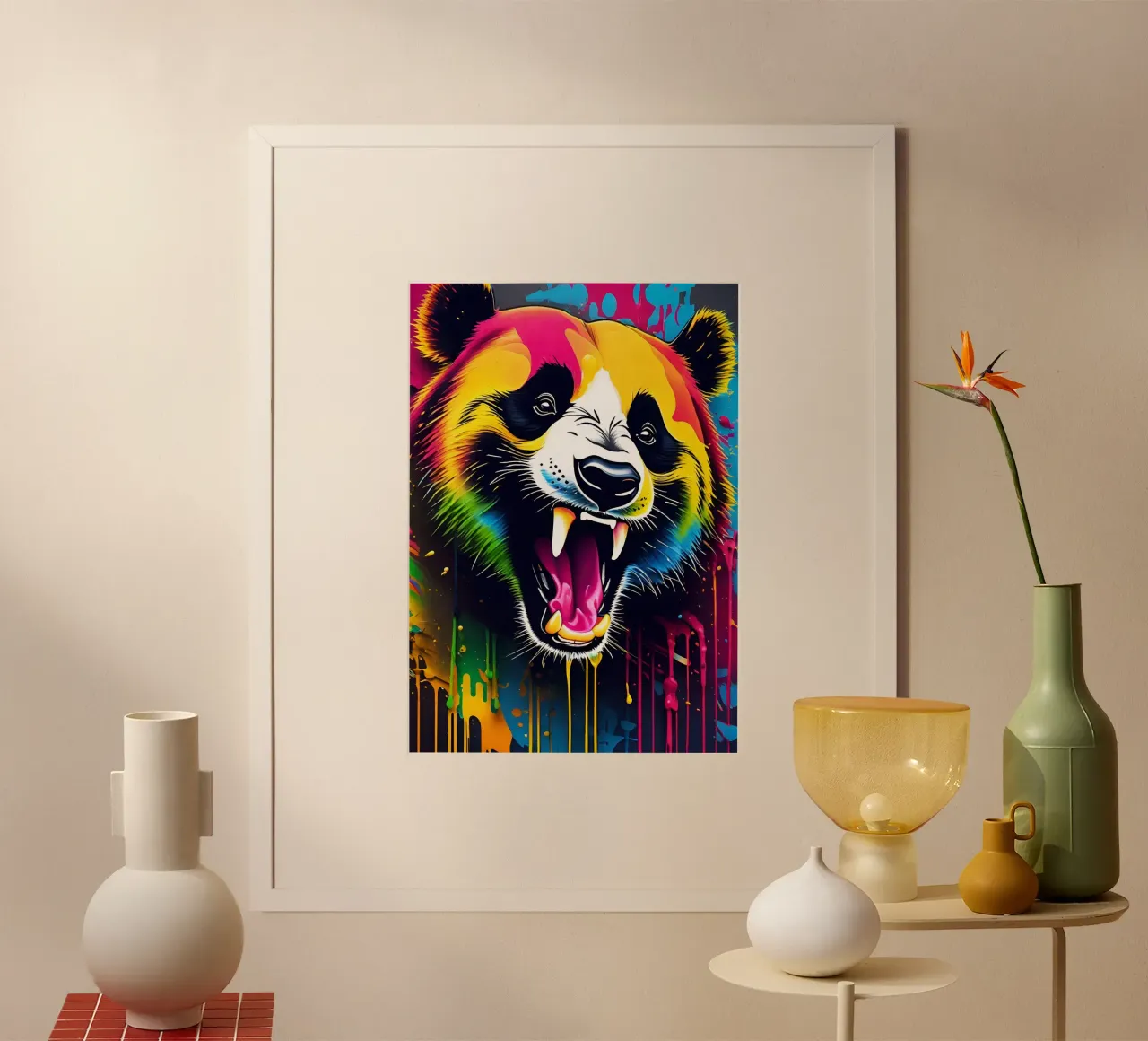 Panda, graffiti poster con telaio in plastica da MakArena