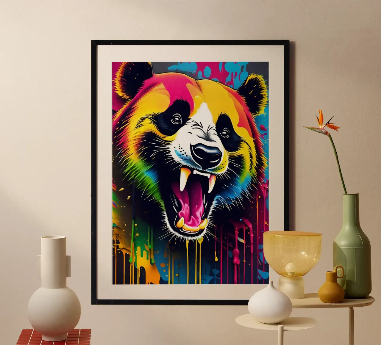 Panda, graffiti poster con telaio in plastica da MakArena