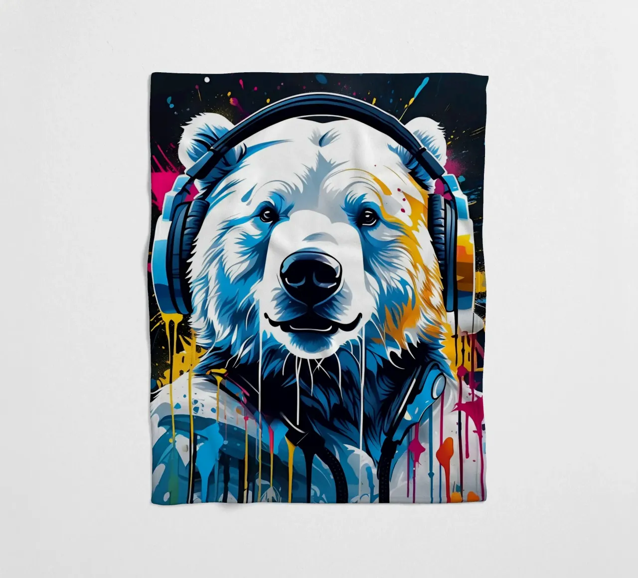 Orso polare in cuffia, graffiti coperta in pile da MakArena