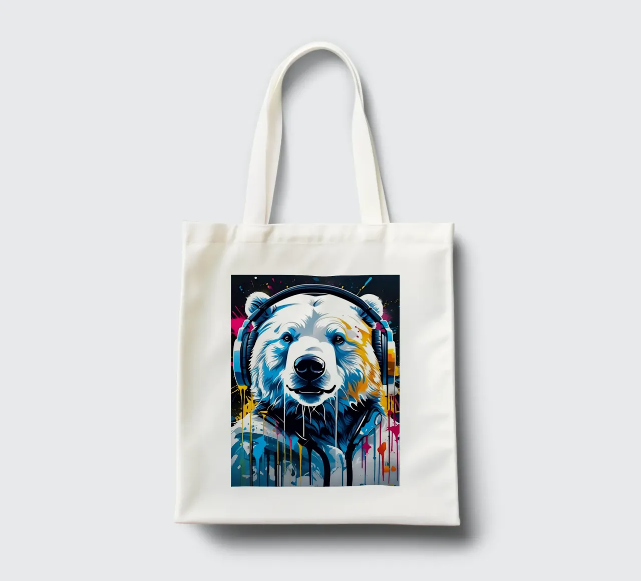 Orso polare in cuffia, graffiti borsa in juta da MakArena