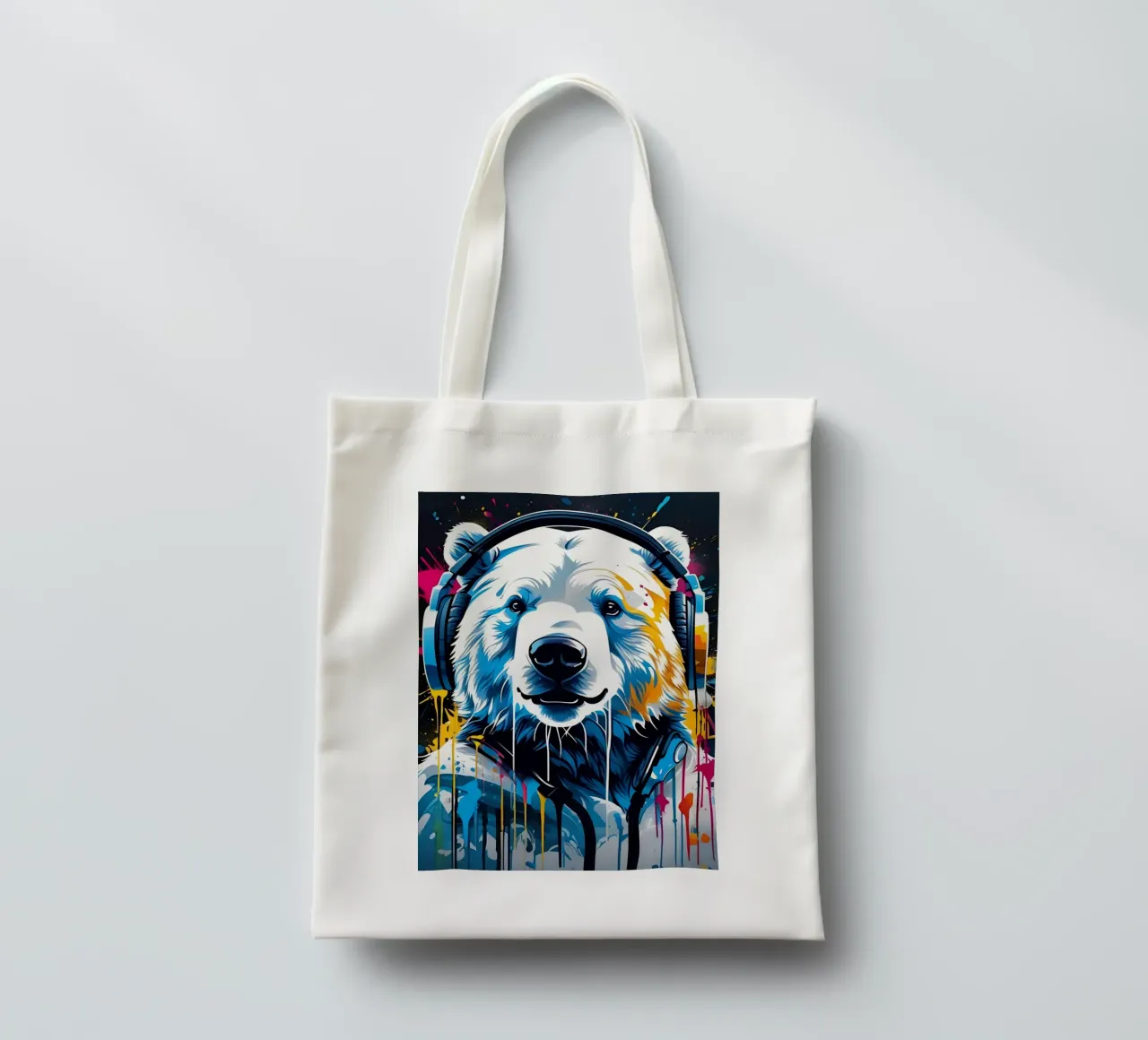 Orso polare in cuffia, graffiti borsa in juta da MakArena