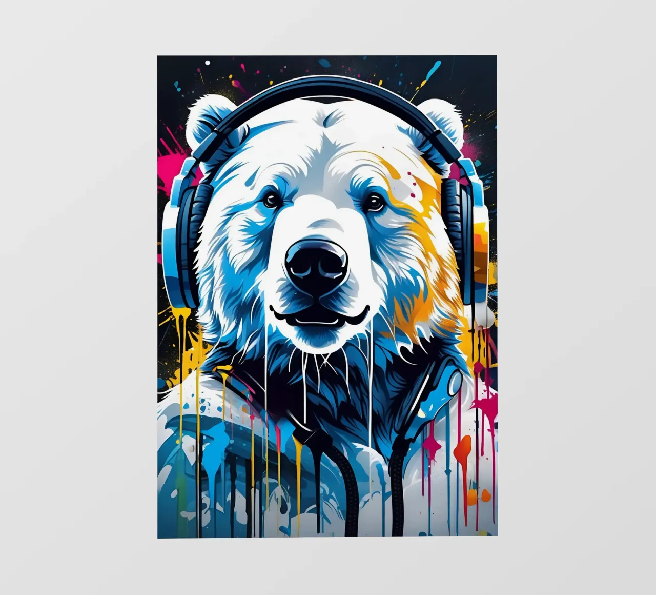 Orso polare in cuffia, graffiti pellicola backlit da MakArena
