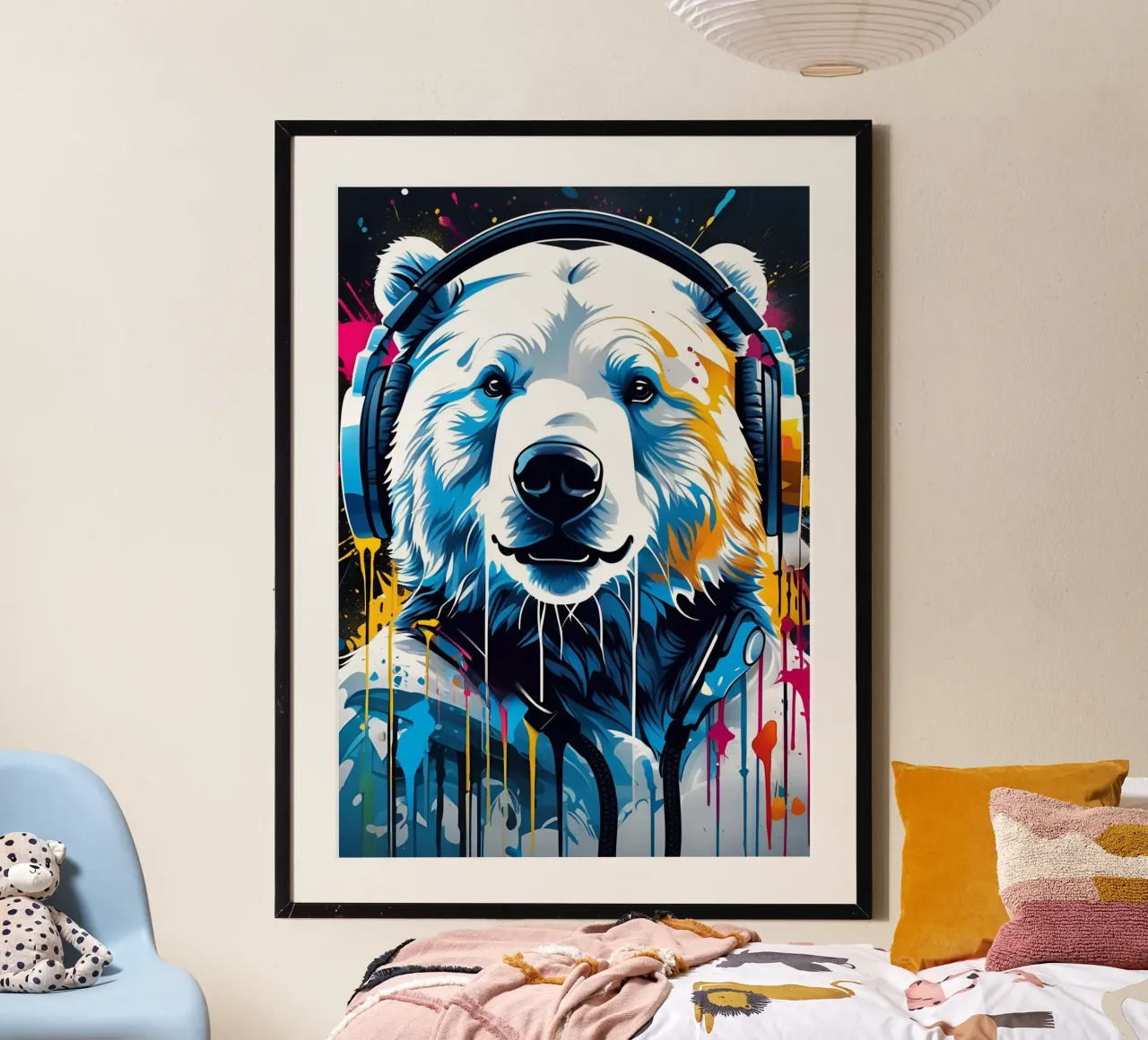 Orso polare in cuffia, graffiti carta hahnemühle da MakArena