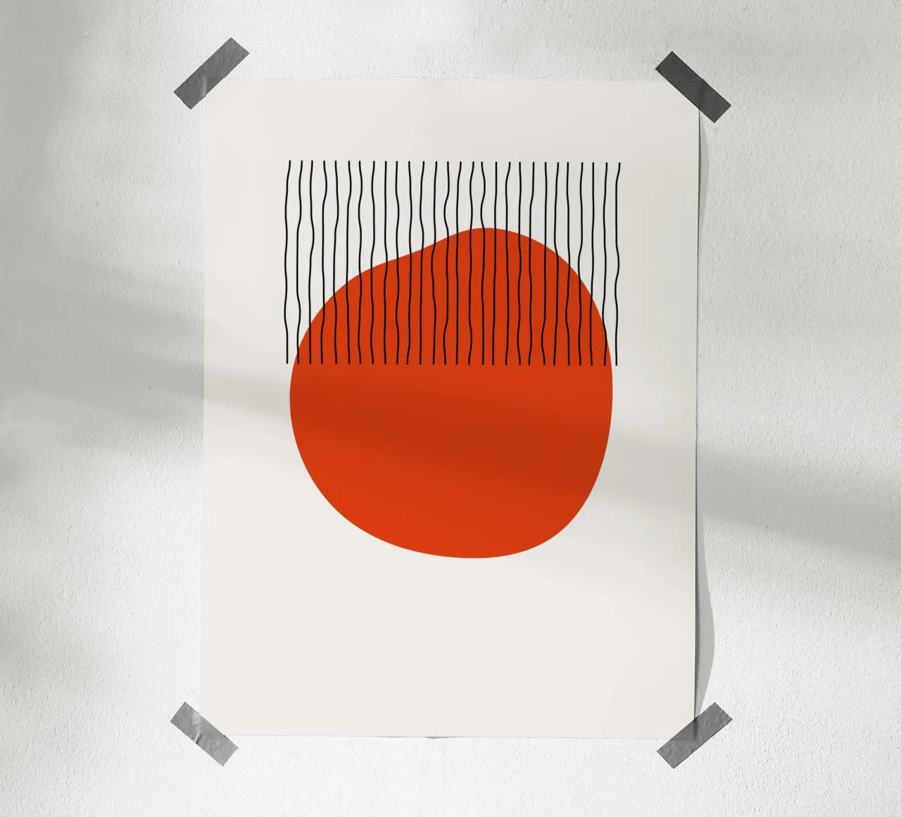 Arte moderna Boho Minimalista Rosso Nero poster con telaio in plastica da Whole©