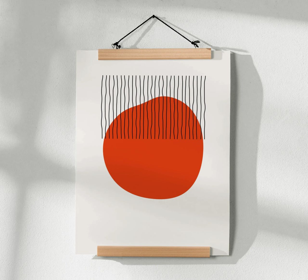 Modernes Boho Kunst Minimalistisch Rot Schwarz Poster von Whole©