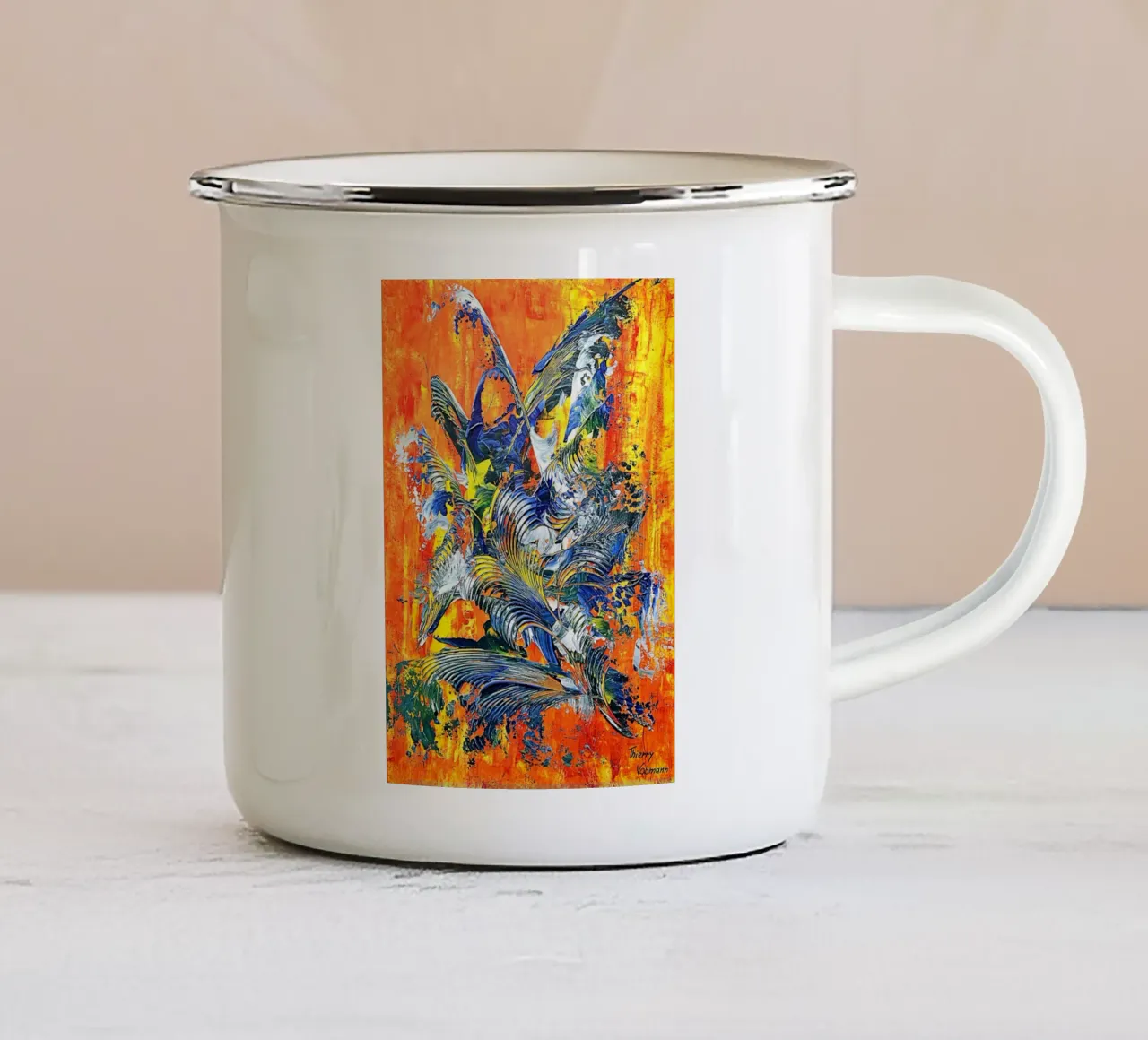 IDEAL GIFT 100 tazza in smalto da Thierry Vobmann Abstract painting