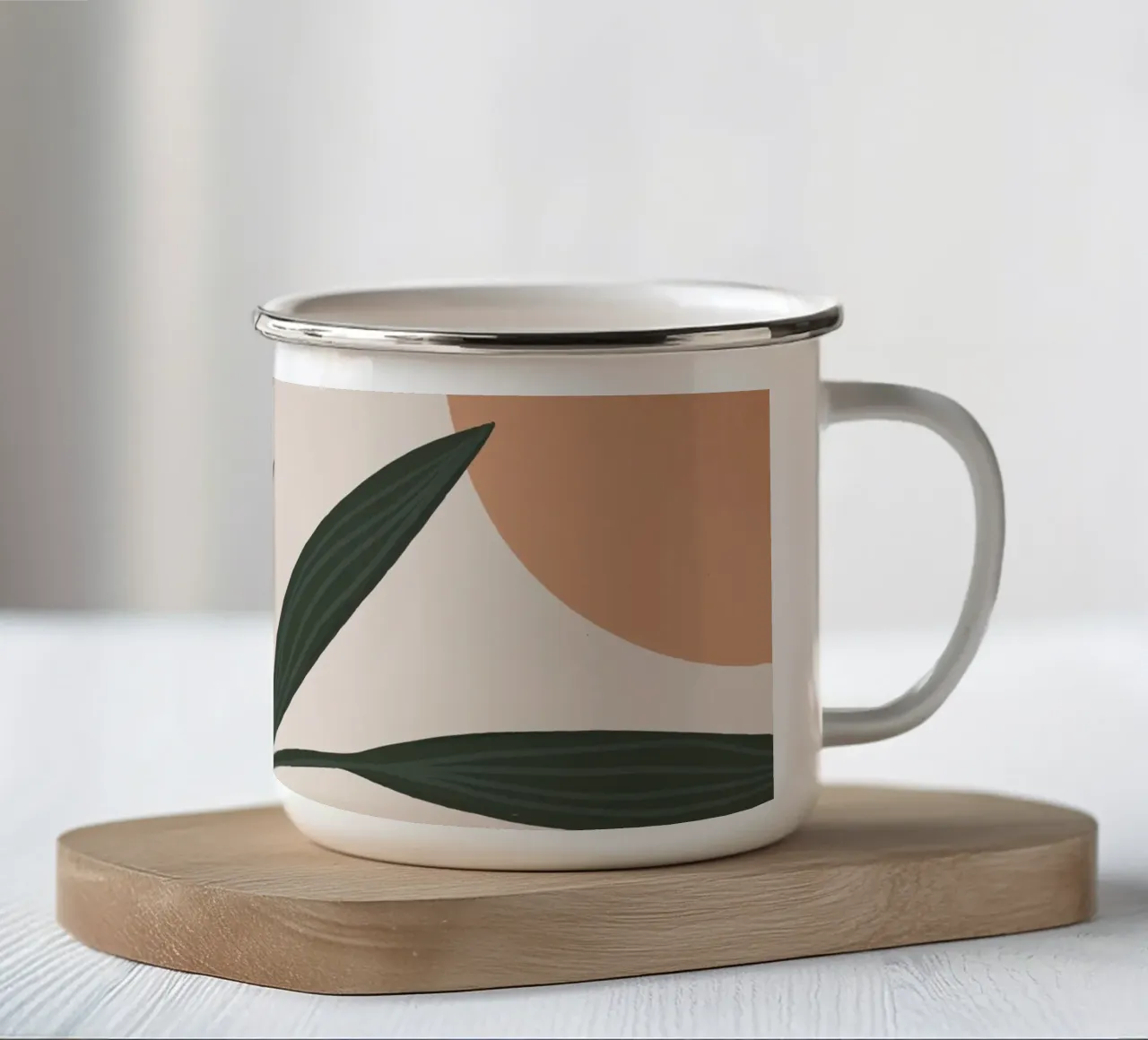 Boho Foglie Natura Minimalista Moderno tazza in smalto da Whole©