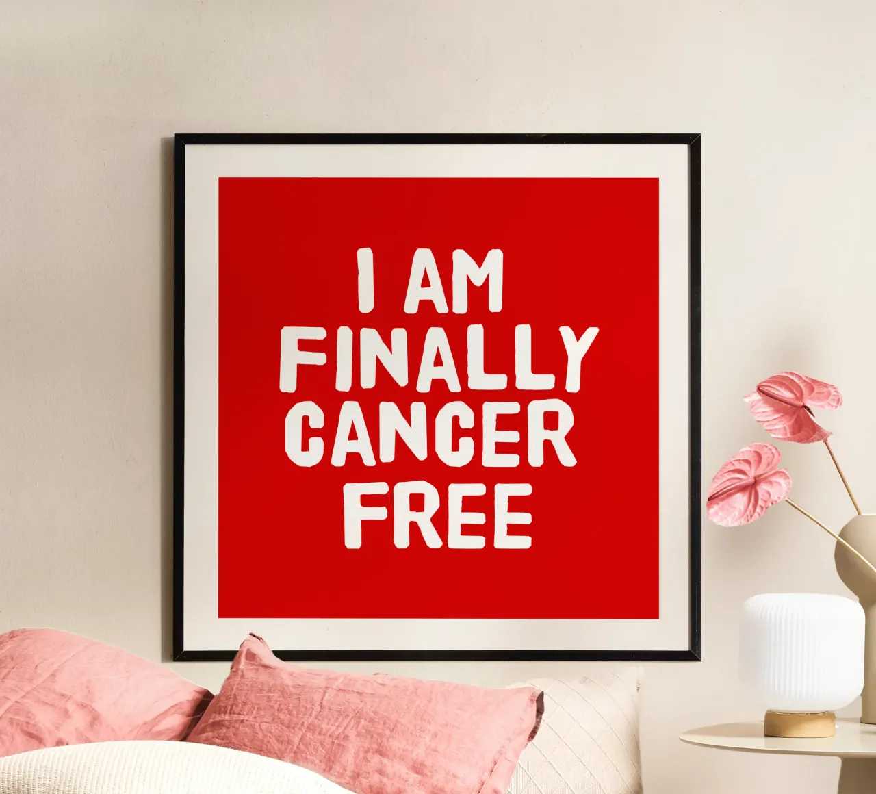 I am finally cancer free poster con telaio in legno da happieeagle