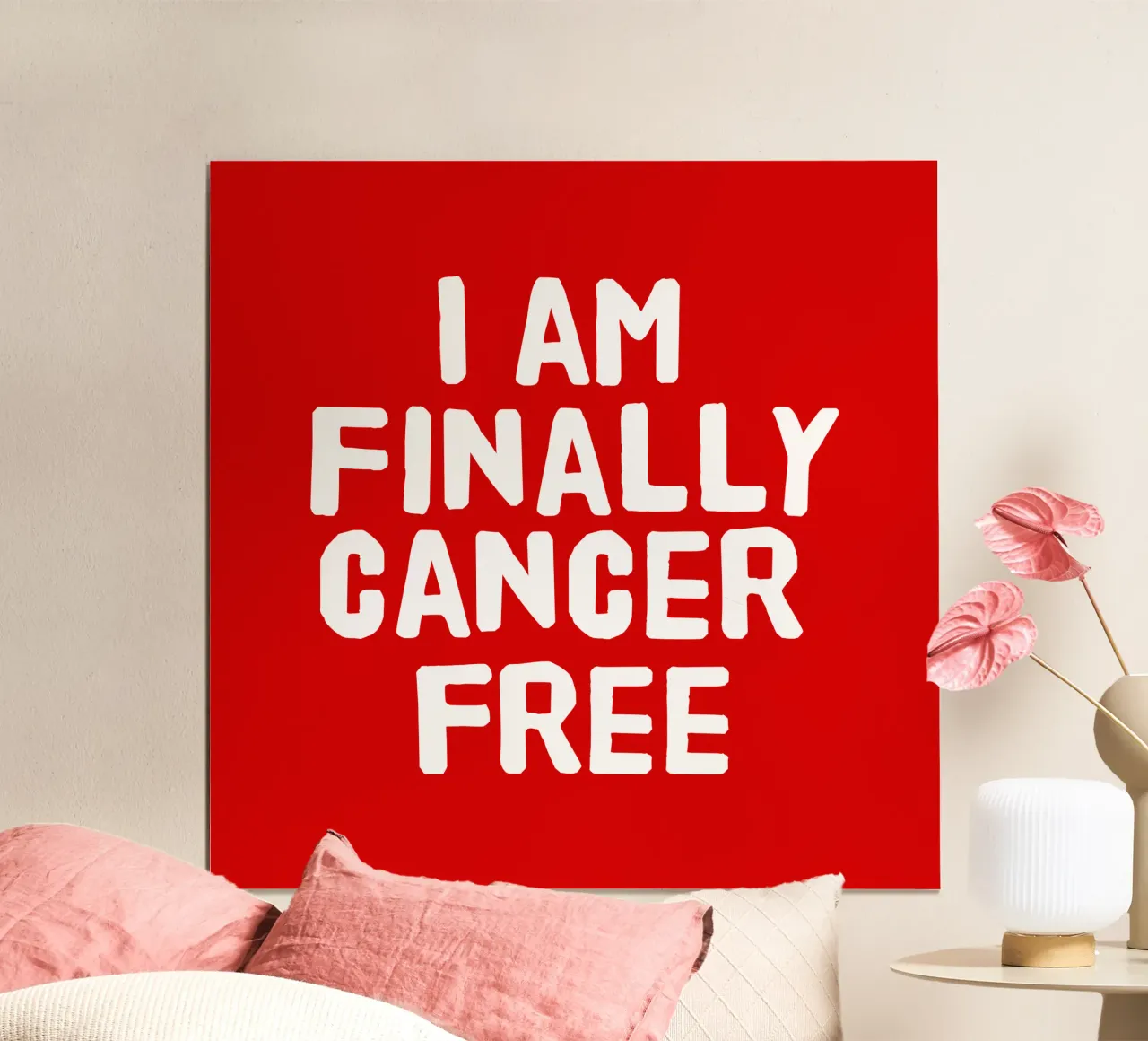 I am finally cancer free poster con telaio in legno da happieeagle