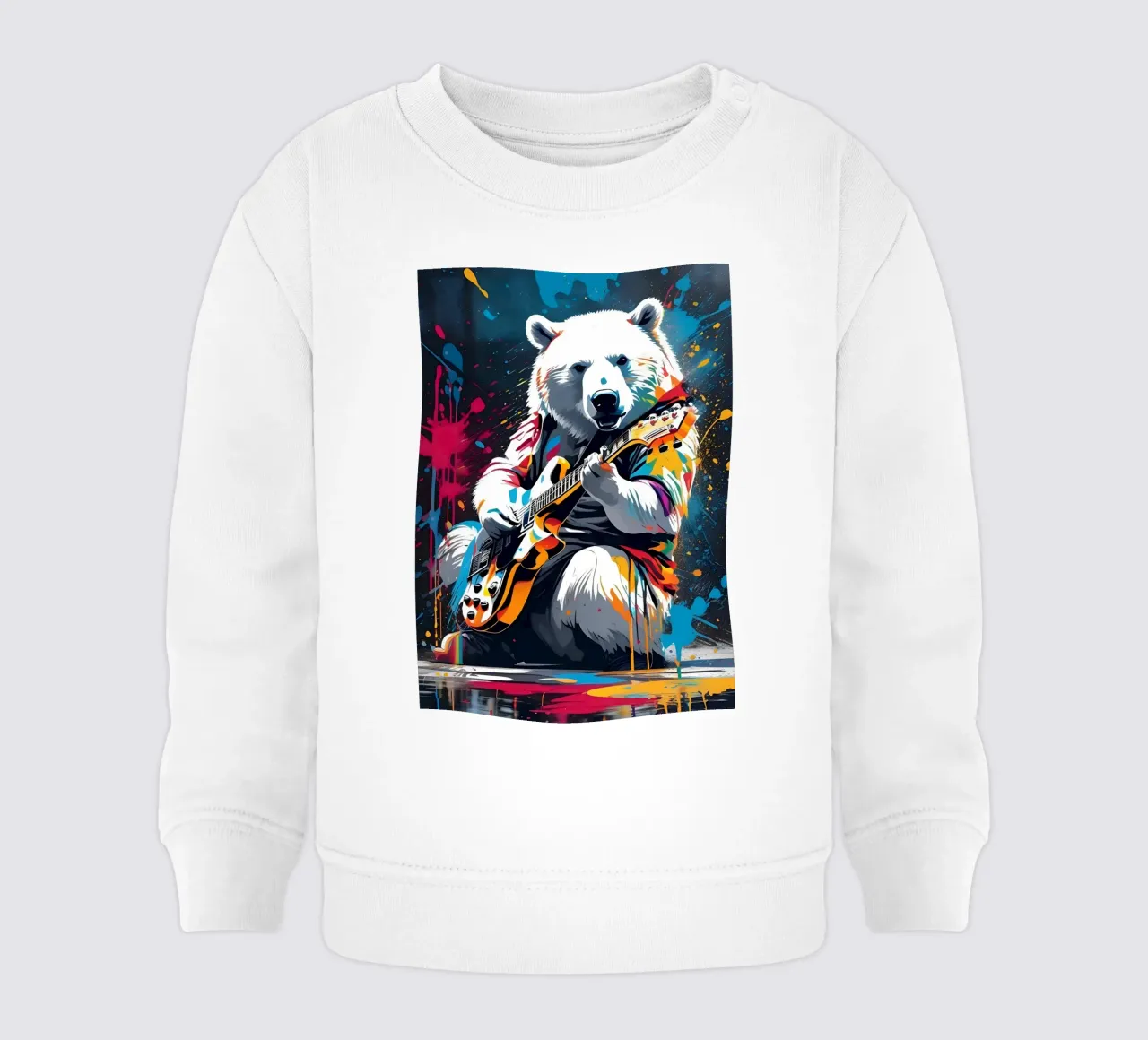 Orso polare che suona la chitarra, graffiti felpa neonato da MakArena