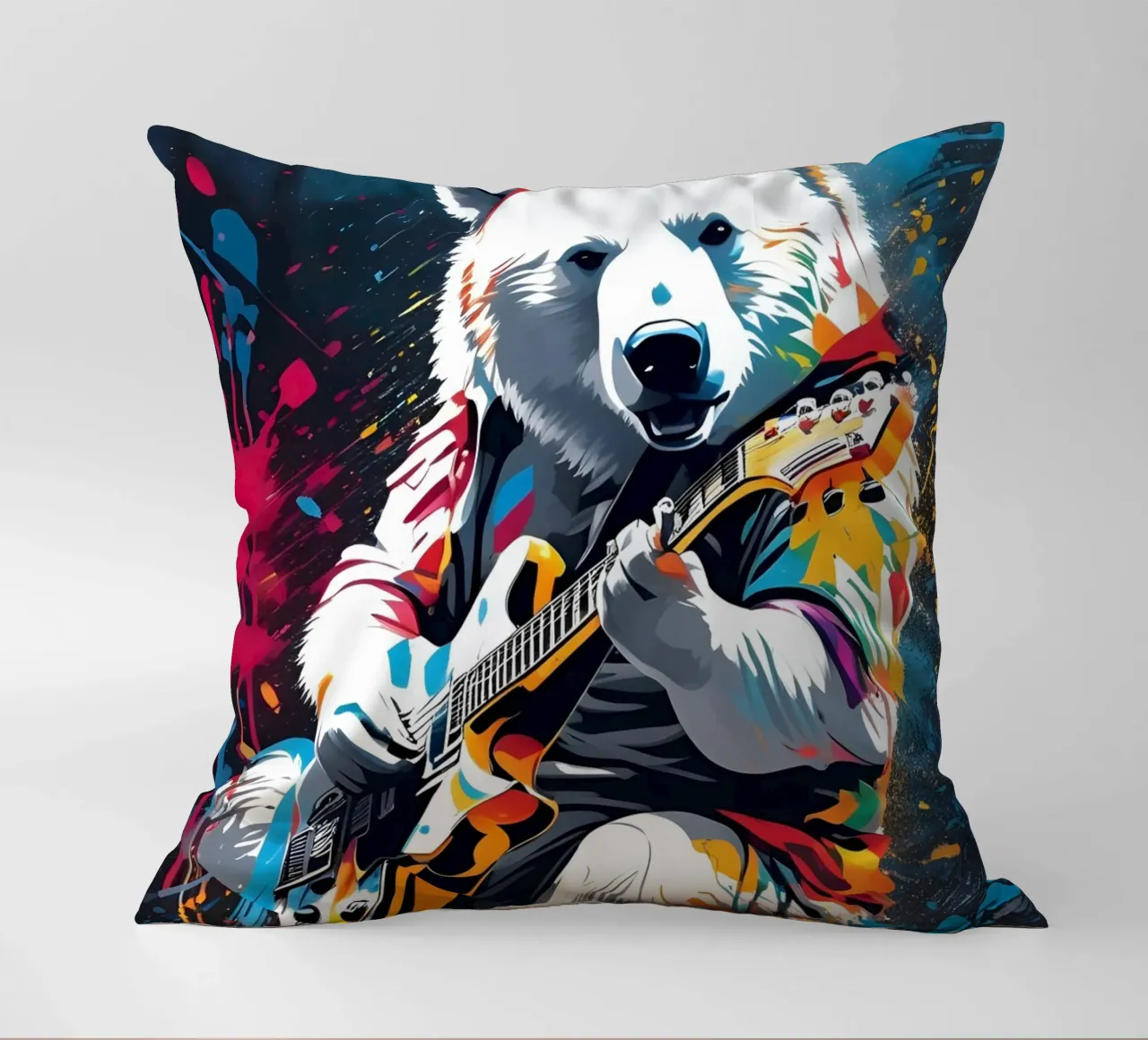 Orso polare che suona la chitarra, graffiti cuscino da MakArena