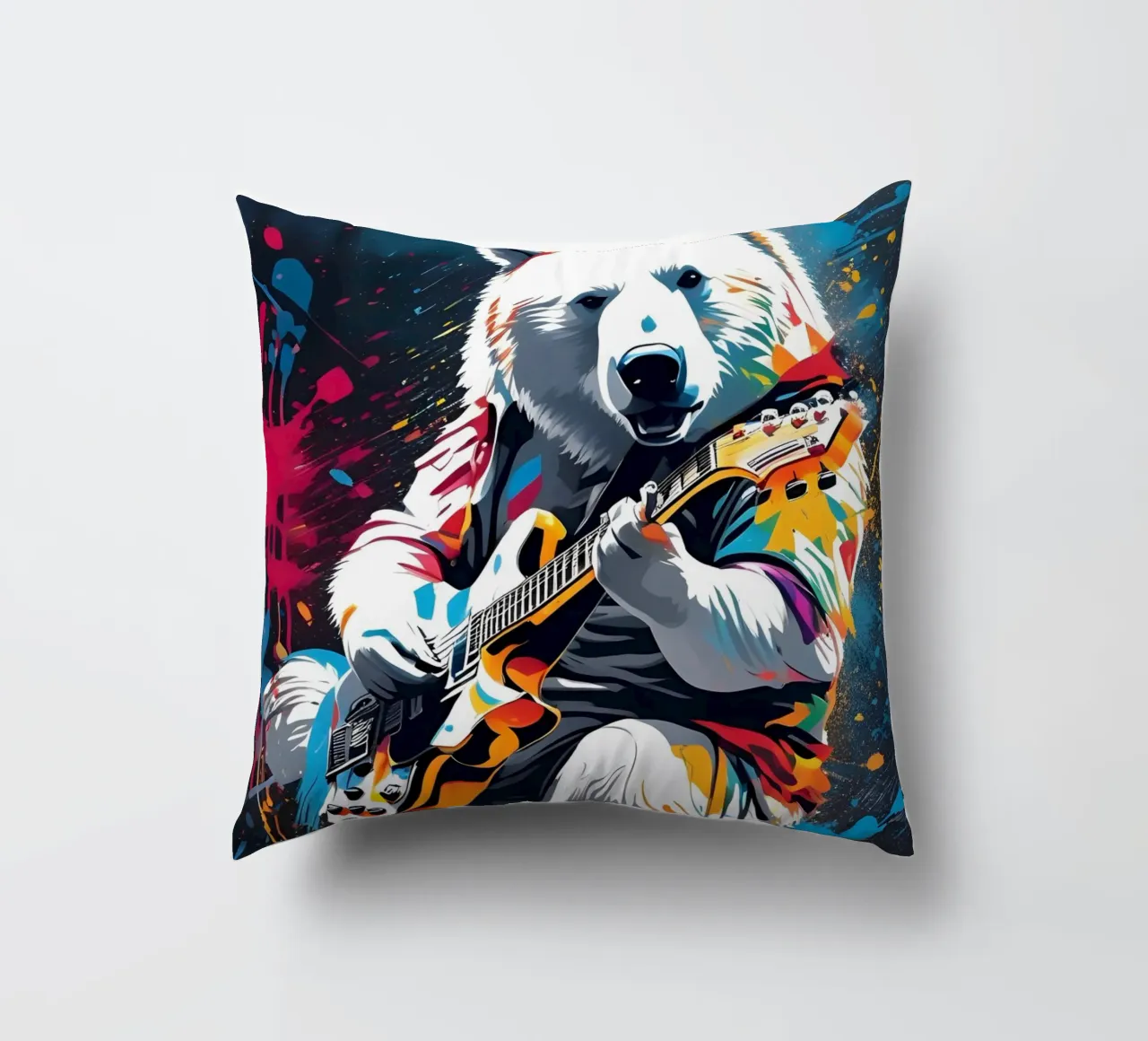 Orso polare che suona la chitarra, graffiti cuscino da MakArena