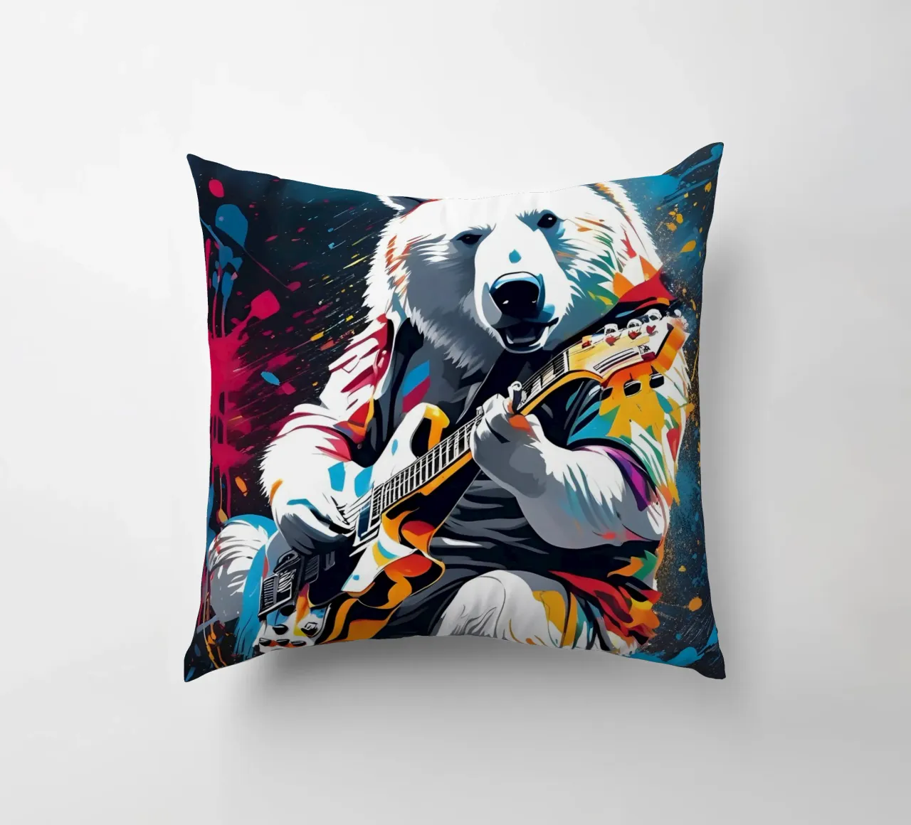 Orso polare che suona la chitarra, graffiti cuscino da MakArena
