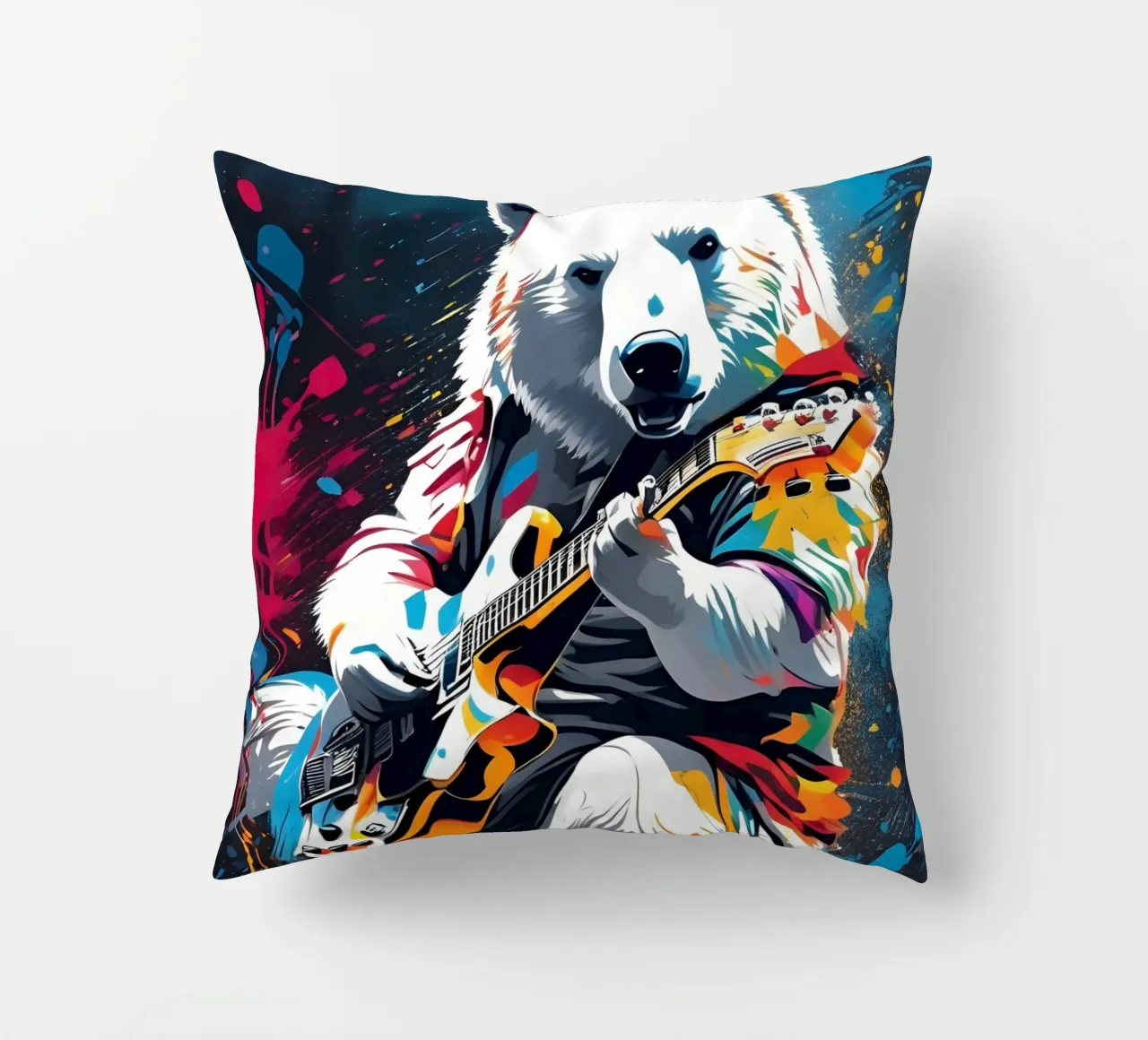 Orso polare che suona la chitarra, graffiti cuscino da MakArena