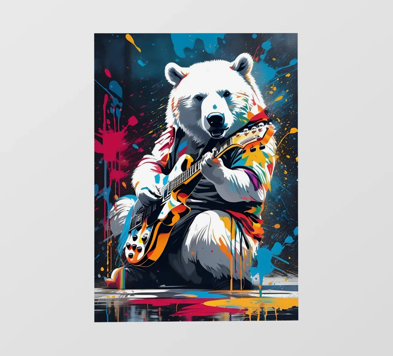 Orso polare che suona la chitarra, graffiti pellicola backlit da MakArena
