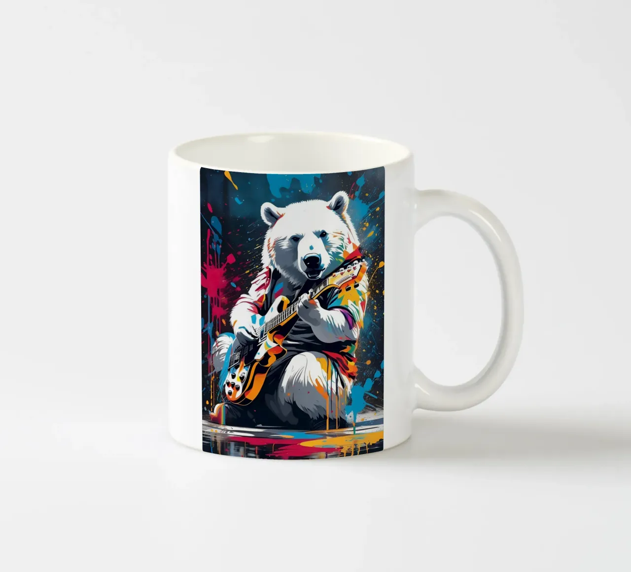 Orso polare che suona la chitarra, graffiti tazza in ceramica da MakArena