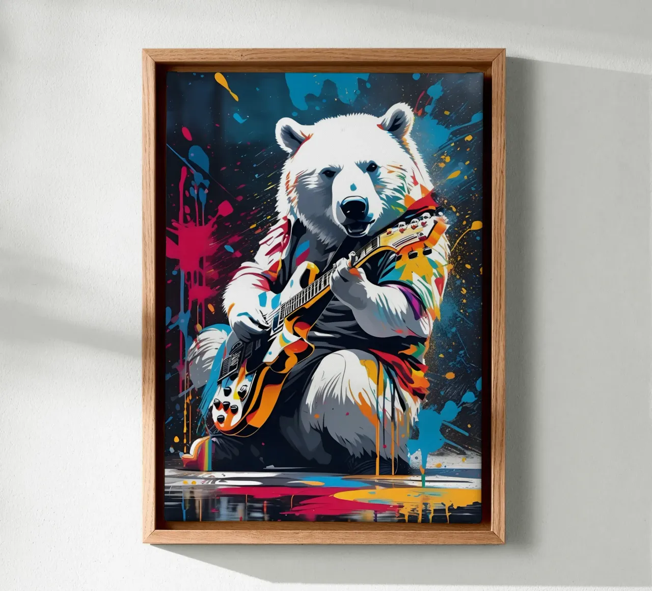 Orso polare che suona la chitarra, graffiti tela da MakArena