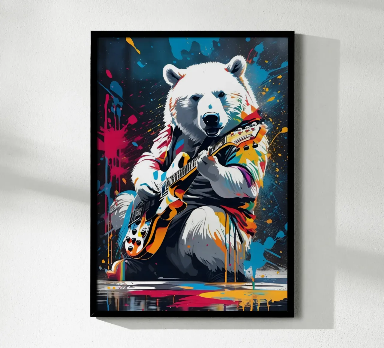 Orso polare che suona la chitarra, graffiti carta hahnemühle da MakArena